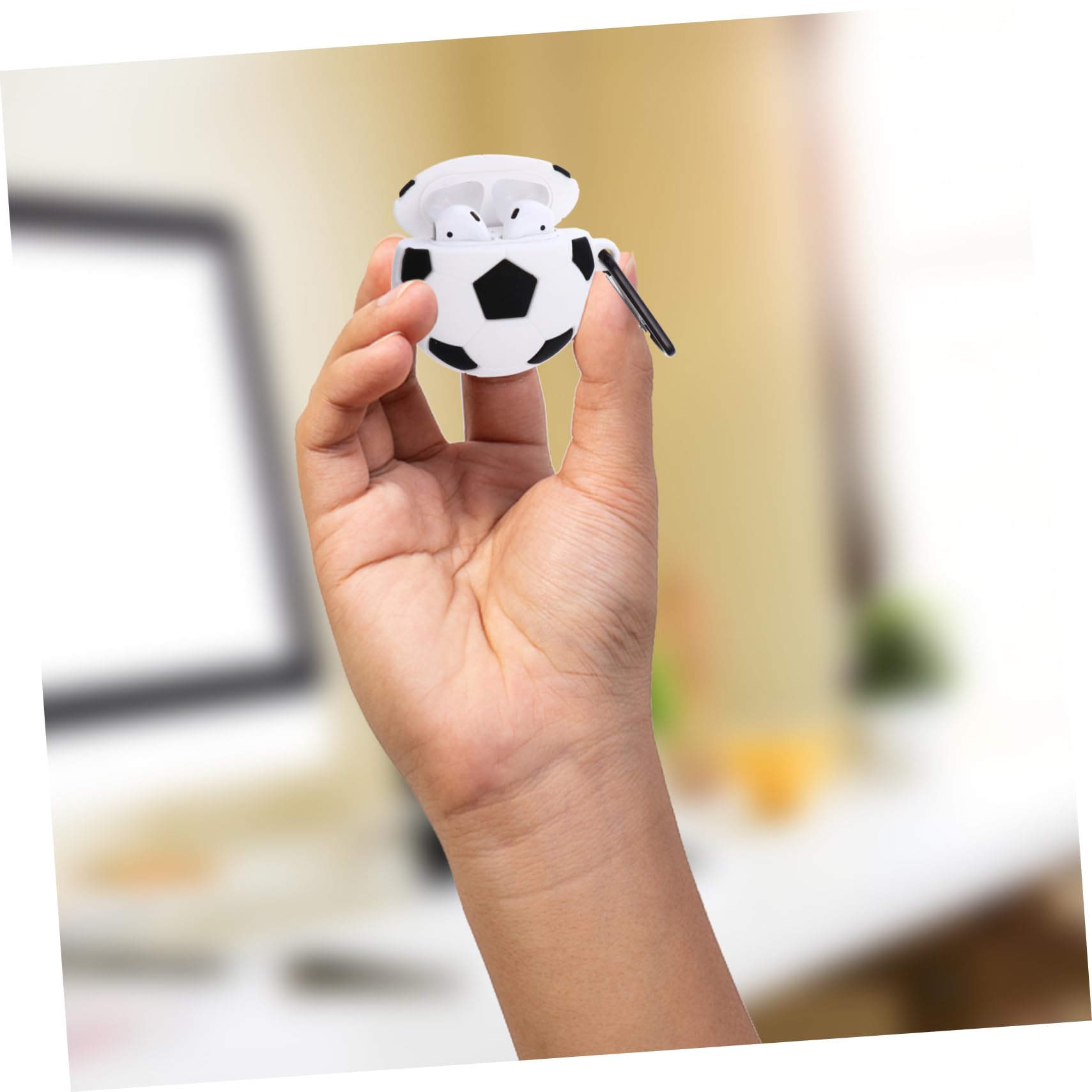 Premium 1-Piece Football Shaped Headphone Case - 3D Soccer Design Protective Sleeve for Earphones & Headsets | Portable Storage for Sports, Travel & School Accessories