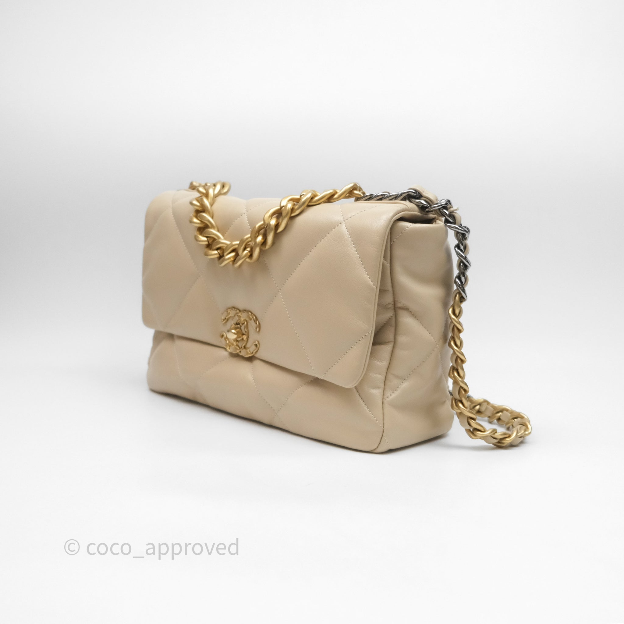 Chanel 19 Medium Flap Bag in Beige with Mixed Hardware - Luxury Designer Handbag for Women, Perfect for Work, Travel & Special Occasions