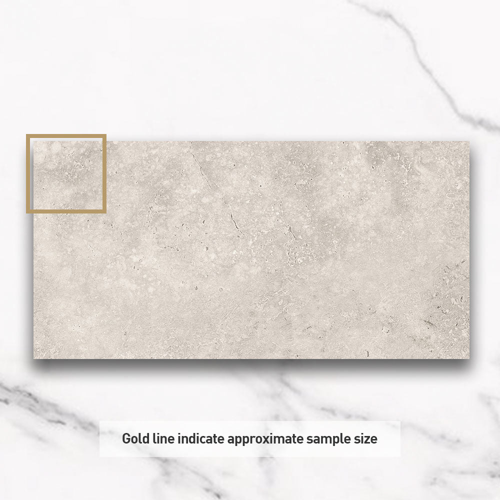 Kronos Light Grey 300x600mm Porcelain Tile - Matte Travertine Look Ceramic Wall & Floor Tile for Bathroom, Kitchen, and Living Room Decoration