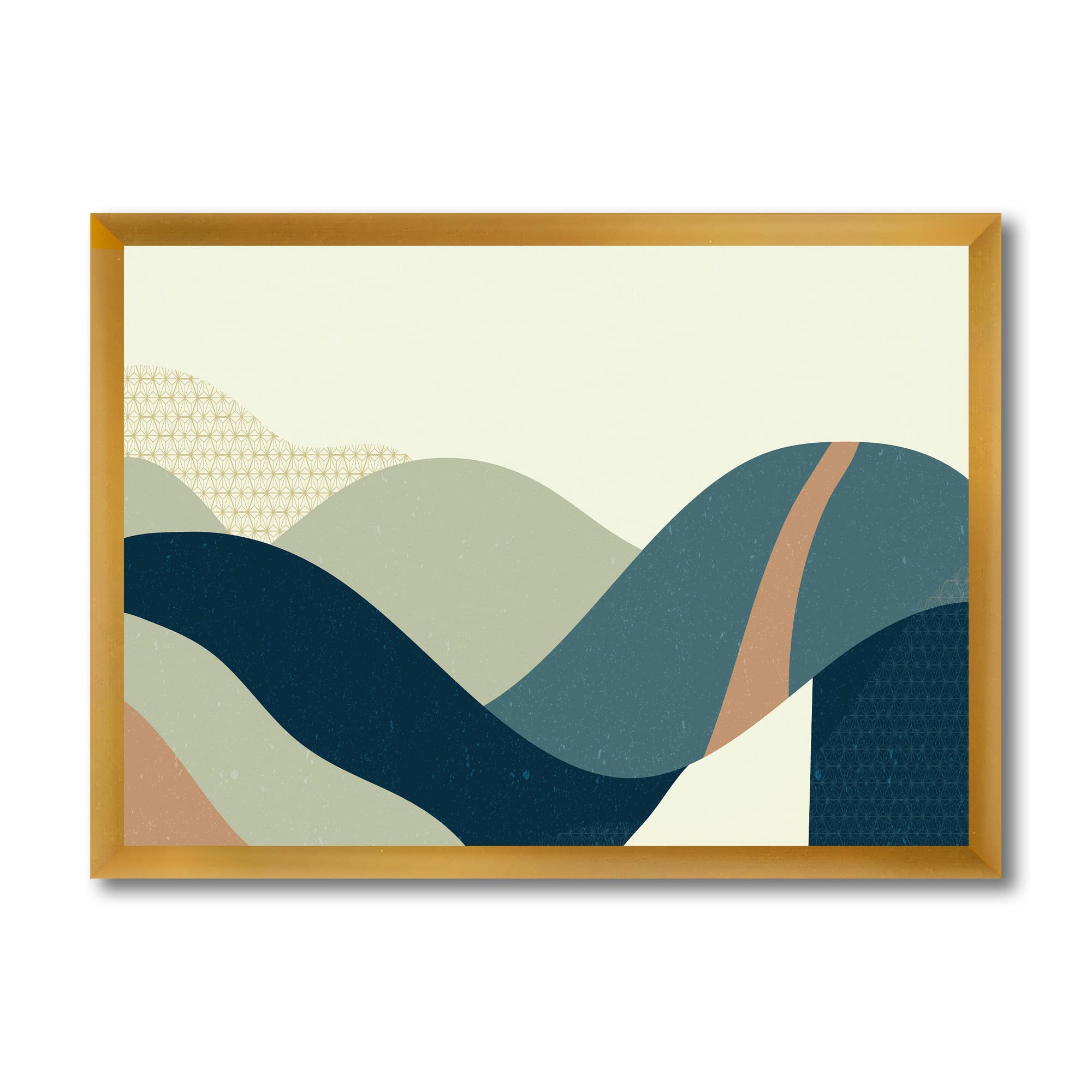 Abstract Geometric Landscape With Hills - Modern Framed Wall Art for Living Room, Bedroom & Office Decor | Contemporary Canvas Painting for Home & Office