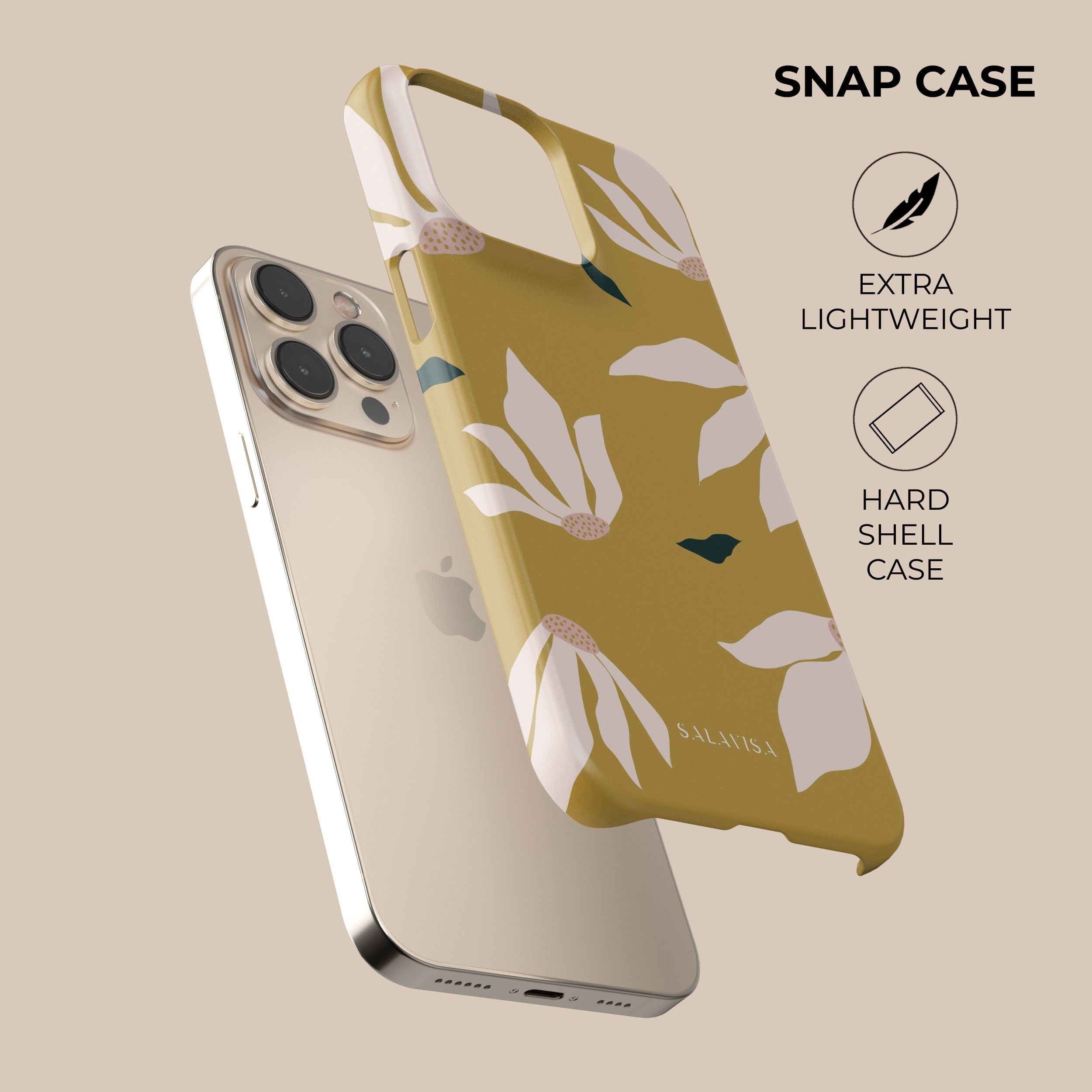 Burnt Yellow Floral Design Phone Case - Shockproof & Slim Protective Cover for iPhone 15/14/13/12/11 Pro Max XR XS - Perfect for Everyday Use, Travel & Outdoor Activities