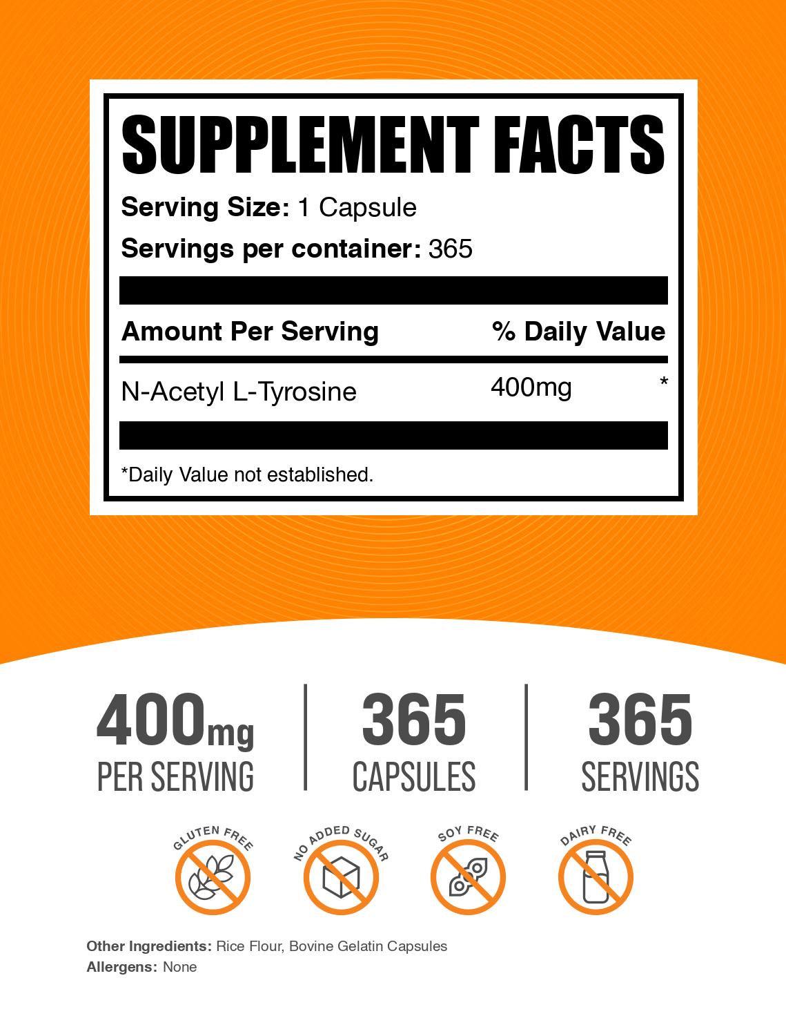 N Acetyl L Tyrosine (NALT) Capsules - 500mg Brain Supplement for Focus, Memory & Stress Relief - Supports Cognitive Function & Mental Clarity - Ideal for Students, Professionals & Gamers