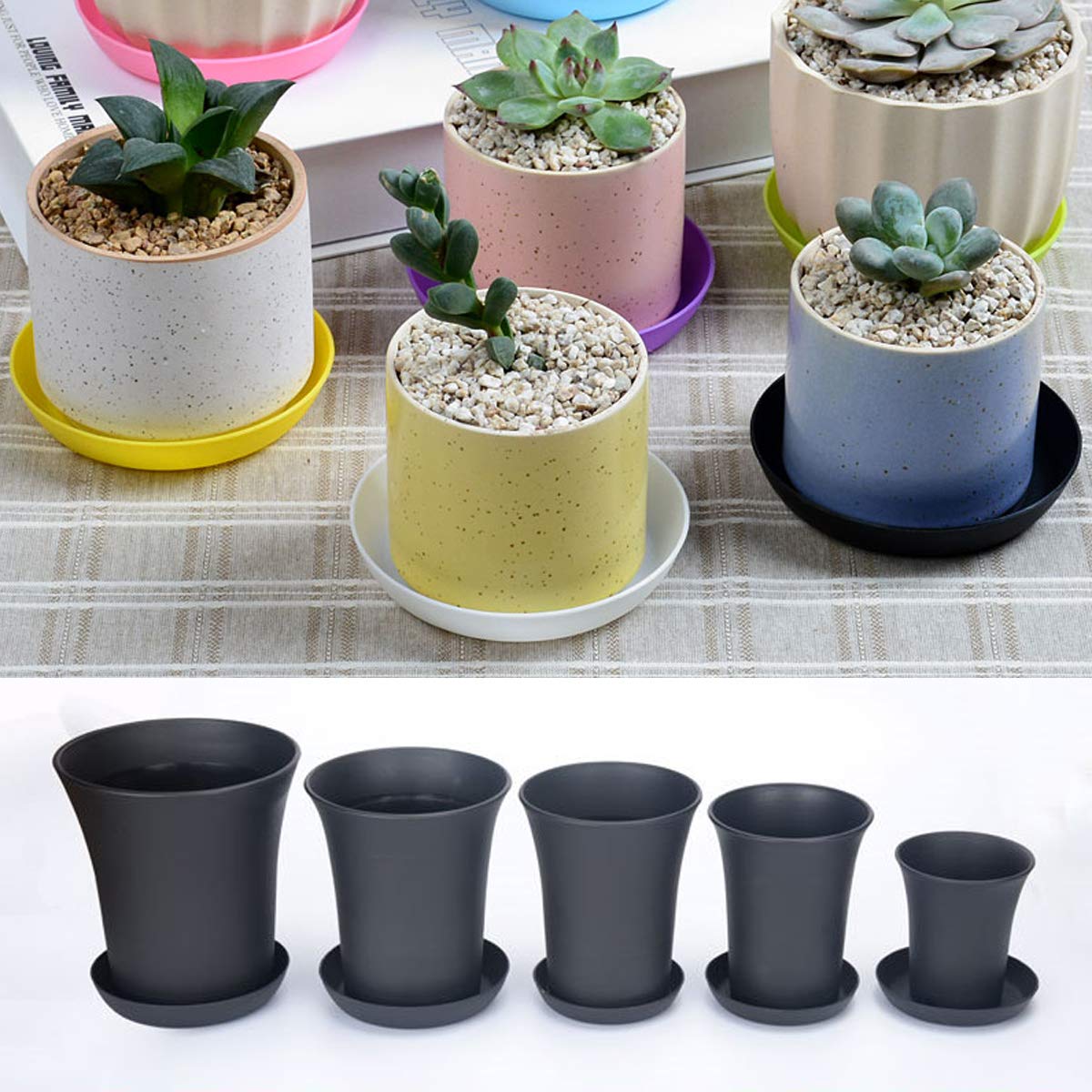 Hemoton 20 Pcs Small Succulent Plant Pots with Saucers - 4 Inch Flower Pot Trays for Indoor Plants, Cactus, Herbs - Perfect for Home Decor, Office Desk, Garden & Windowsill