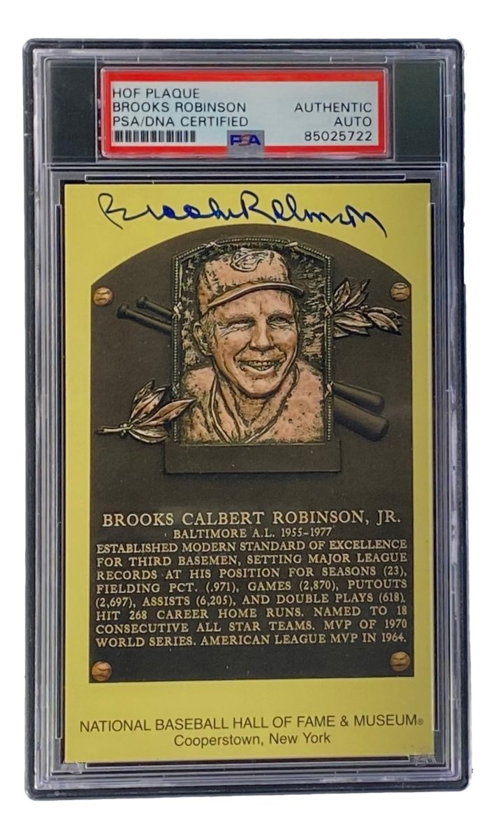 Brooks Robinson Autographed 4x6 Baltimore Orioles Hall of Fame Plaque Card with PSA/DNA Certification #85025722 - Perfect for Baseball Memorabilia Collections & Sports Fan Gifts