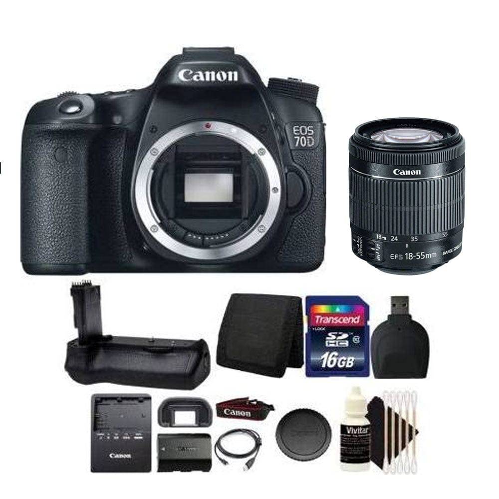 Canon EOS 70D 80D 20.2MP DSLR Digital Camera with Battery Grip & 16GB Memory Card - Professional Photography, Vlogging, Travel & Outdoor Shooting