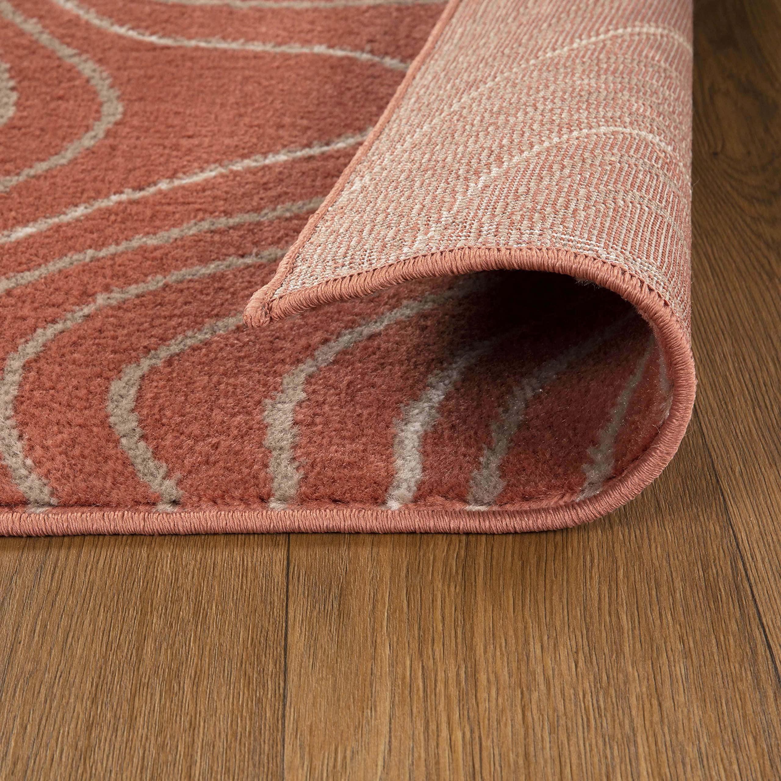 Premium Plush Indoor Area Rug - Soft High-Traffic Carpet with Jute Backing | Modern Abstract Wood Grain Design | 8' x 10' Coral Veer Collection | Perfect for Hallways, Entryways, Living Room, Office & Kitchen Decor | Adds Warmth & Style to Any Space