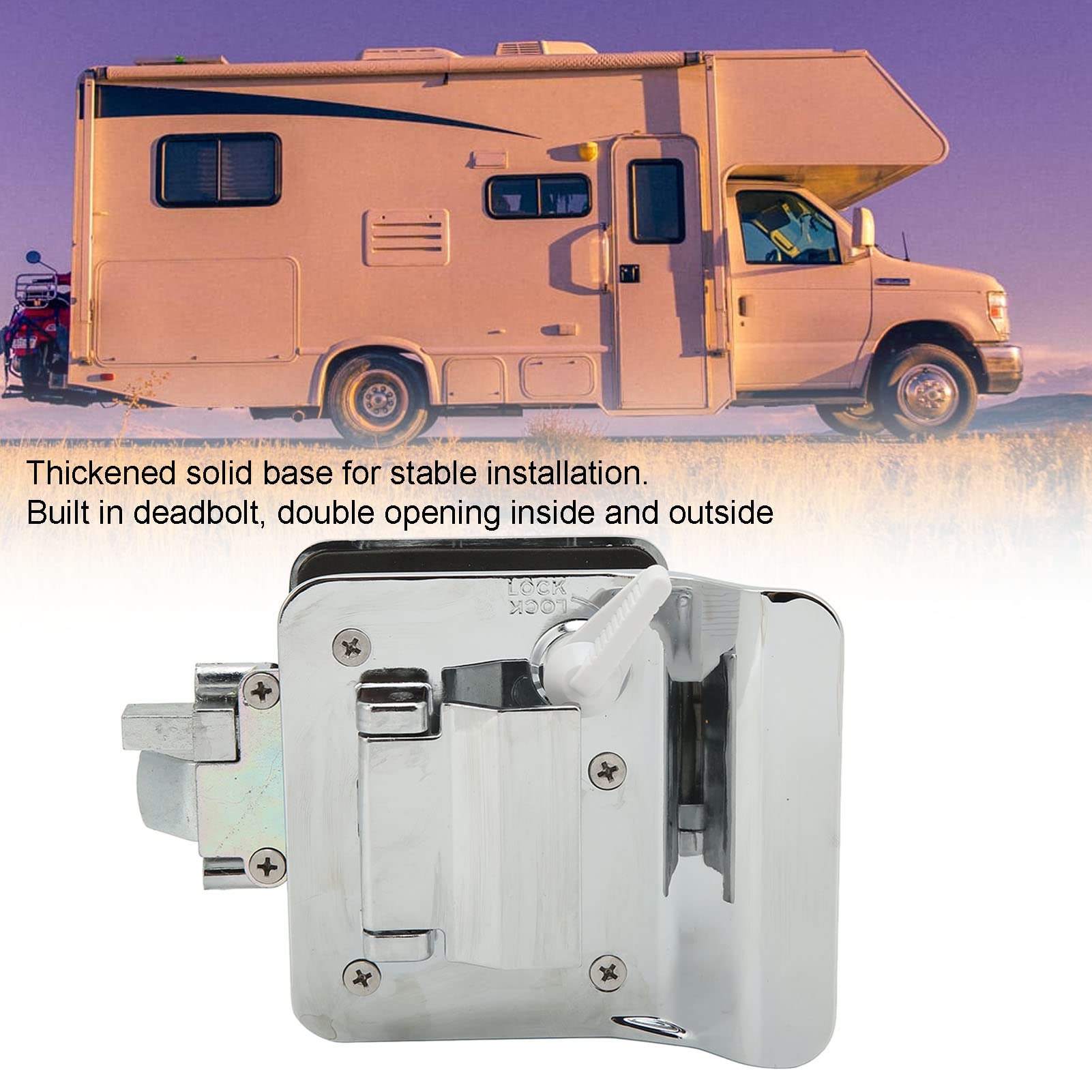 RV Entrance Door Lock with Built-in Deadbolt - Durable Aluminum Alloy for Travel Trailers, Motorhomes & Trucks (Chrome Finish) | Secure Access for RV Camping & Road Trips