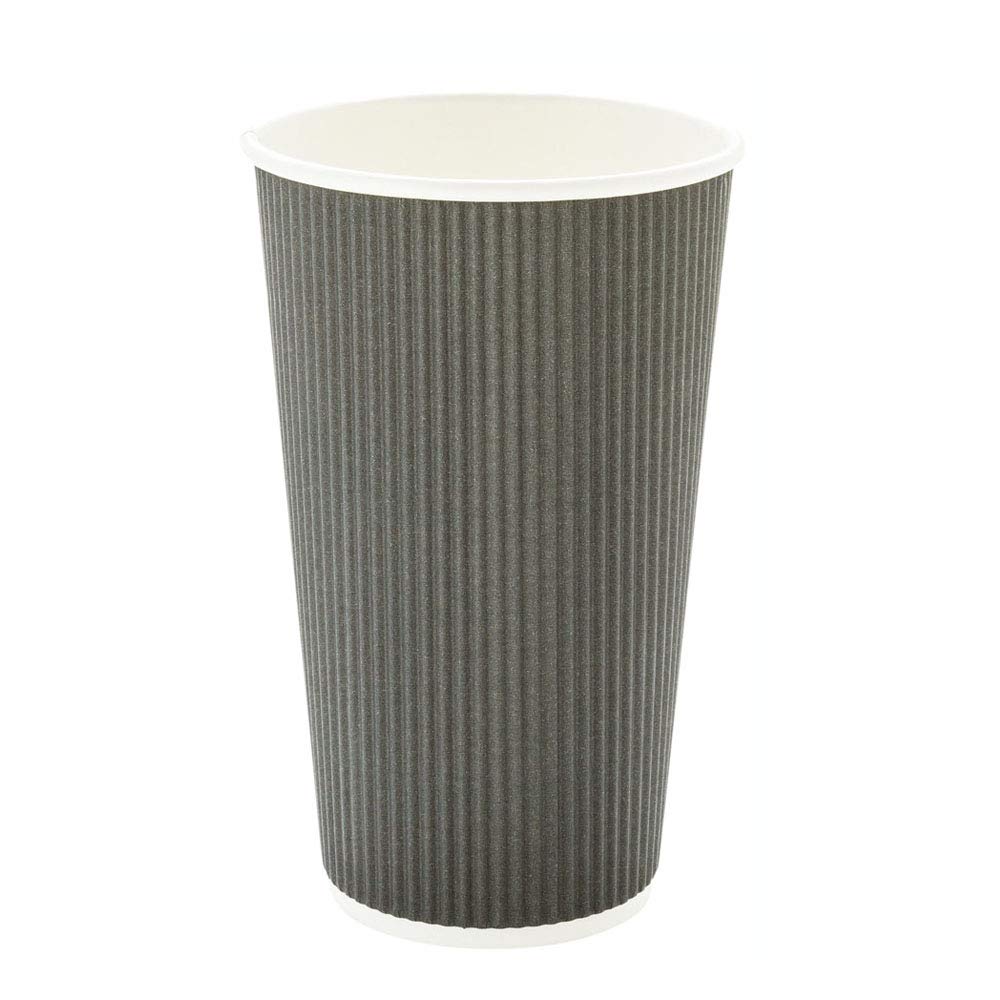 16oz Disposable Coffee Cups - 500 Pack Insulated Gray Paper Hot Cups with Rolled Rim for Coffee, Tea & Hot Beverages | Restaurantware Ripple Wall Design | Lids Sold Separately | Perfect for Cafes, Offices & Catering Events