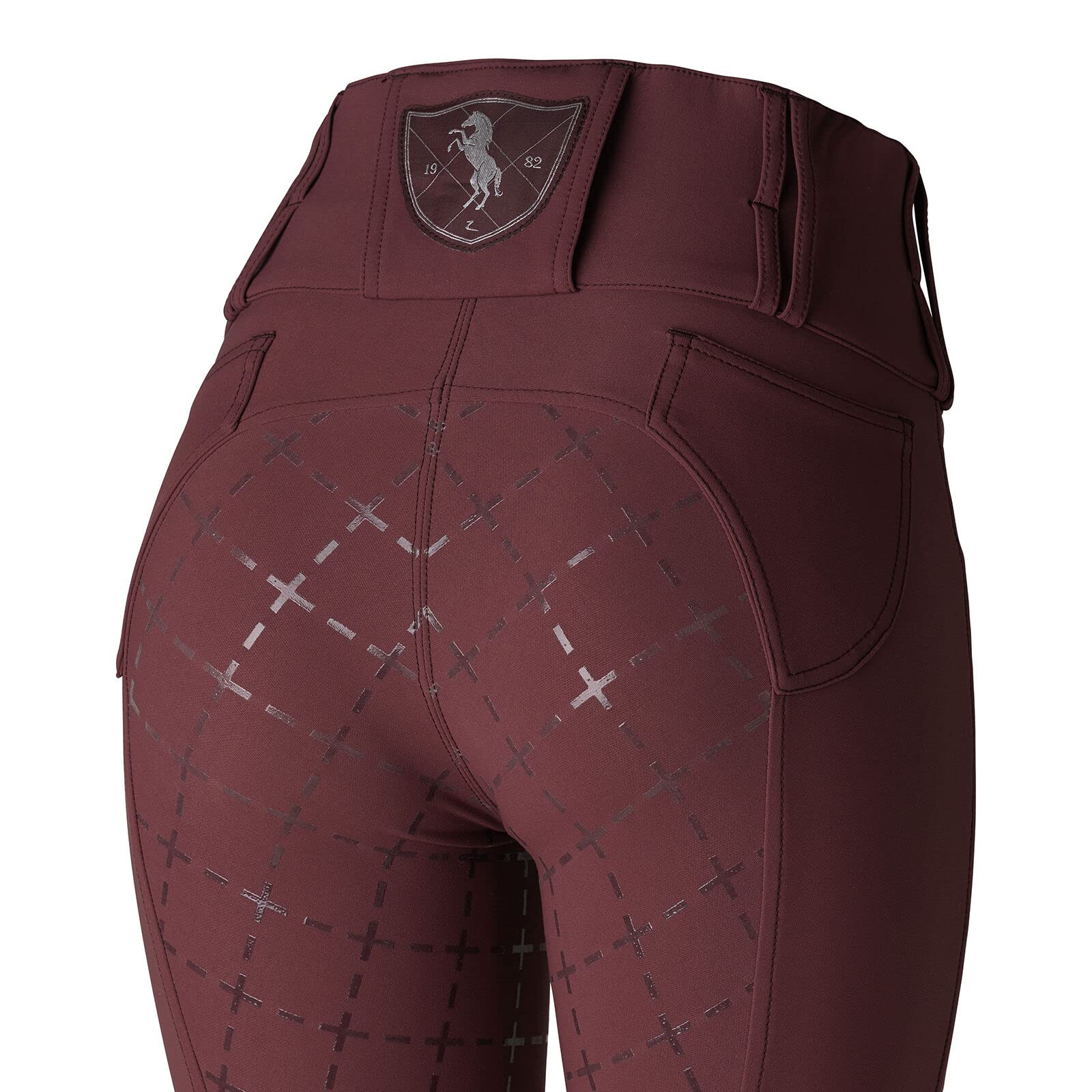 HORZE Desiree Women's Silicone Full Seat Breeches with Belt Loops - Comfortable Equestrian Riding Pants for Horseback Riding & Training