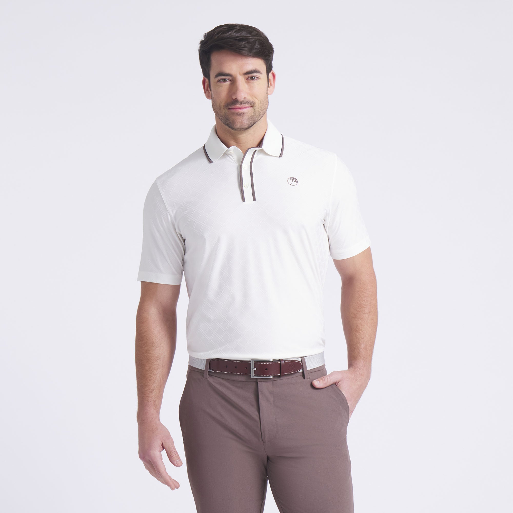 Premium AP Tipped Jacquard Golf Polo Shirt for Men - Breathable & Stylish Performance Wear for Golf, Business Casual & Outdoor Activities