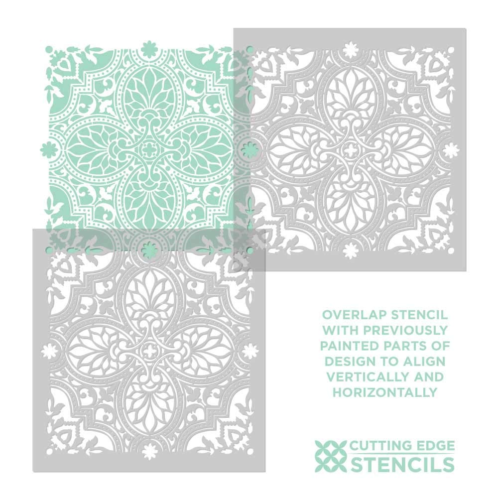 Alatera Tile Stencil Kit - Large Reusable Wall Painting Stencils for DIY Home Decor - Easy Room Makeover with Floor & Wall Stenciling - Perfect for Bedroom, Bathroom, and Kitchen Renovations