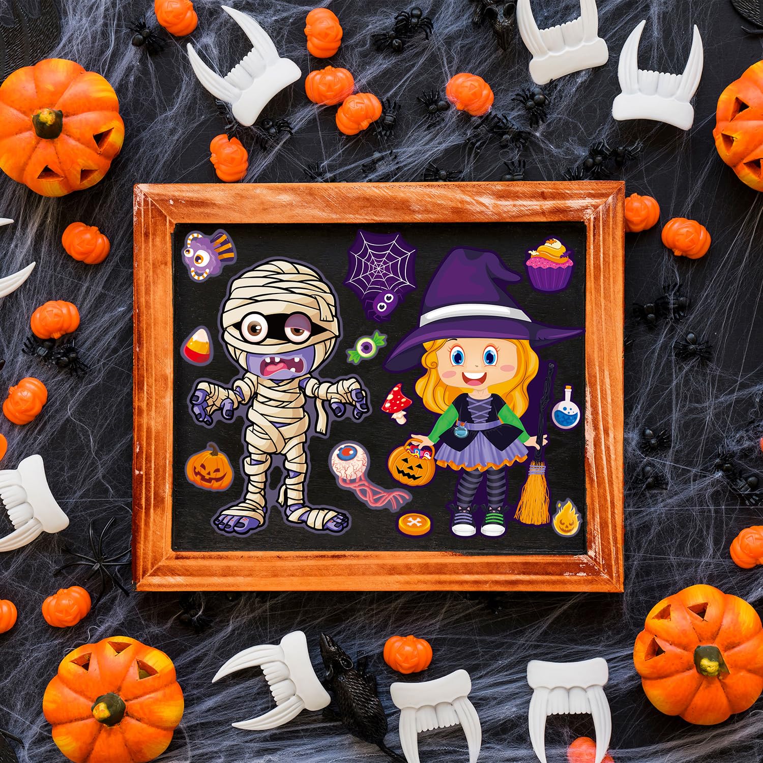 Halloween Stickers for Kids - 50pcs DIY Pumpkin Stickers Set for Crafts, Party Favors, Goodie Bags & Decorations - Perfect for Classroom Activities, Trick or Treat & Halloween Party Games