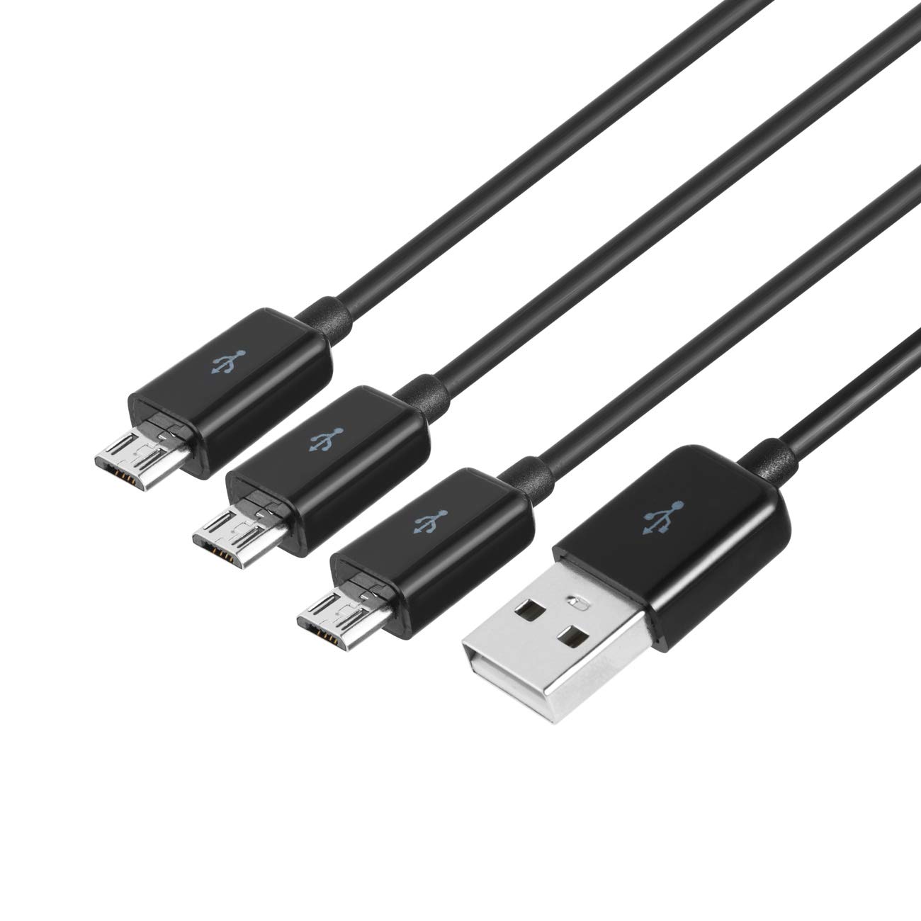 Premium 3-in-1 USB 2.0 A Male to Micro USB Splitter Cable - Fast Charging & Data Sync for Smartphones, Tablets, Cameras - Durable 1M Black Cable for Home, Office & Travel Accessories