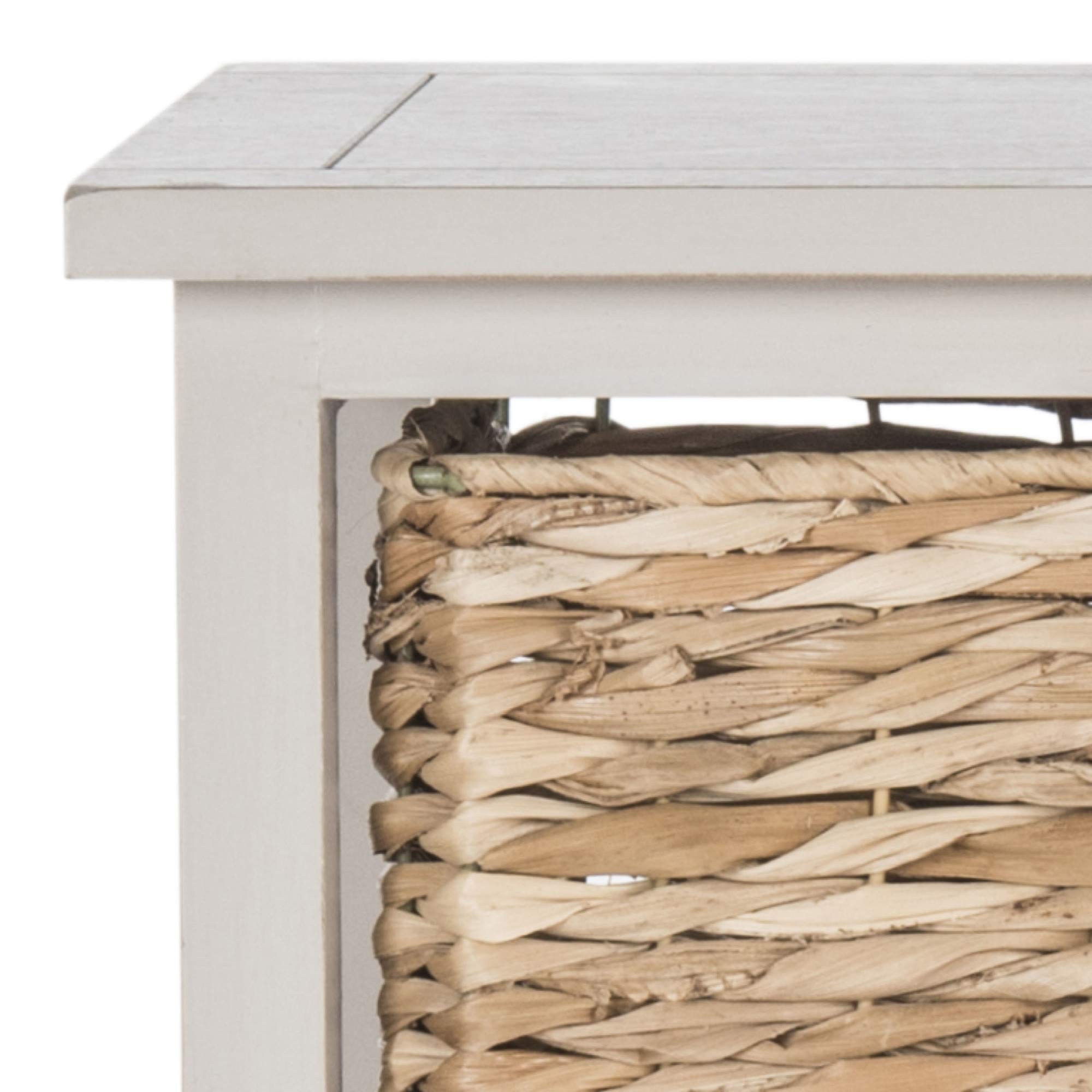 SAFAVIEH American Homes Collection Halle Distressed Black 3-Tier Wicker Basket Storage Side Table - Rustic End Table for Living Room, Bedroom & Patio Decor
