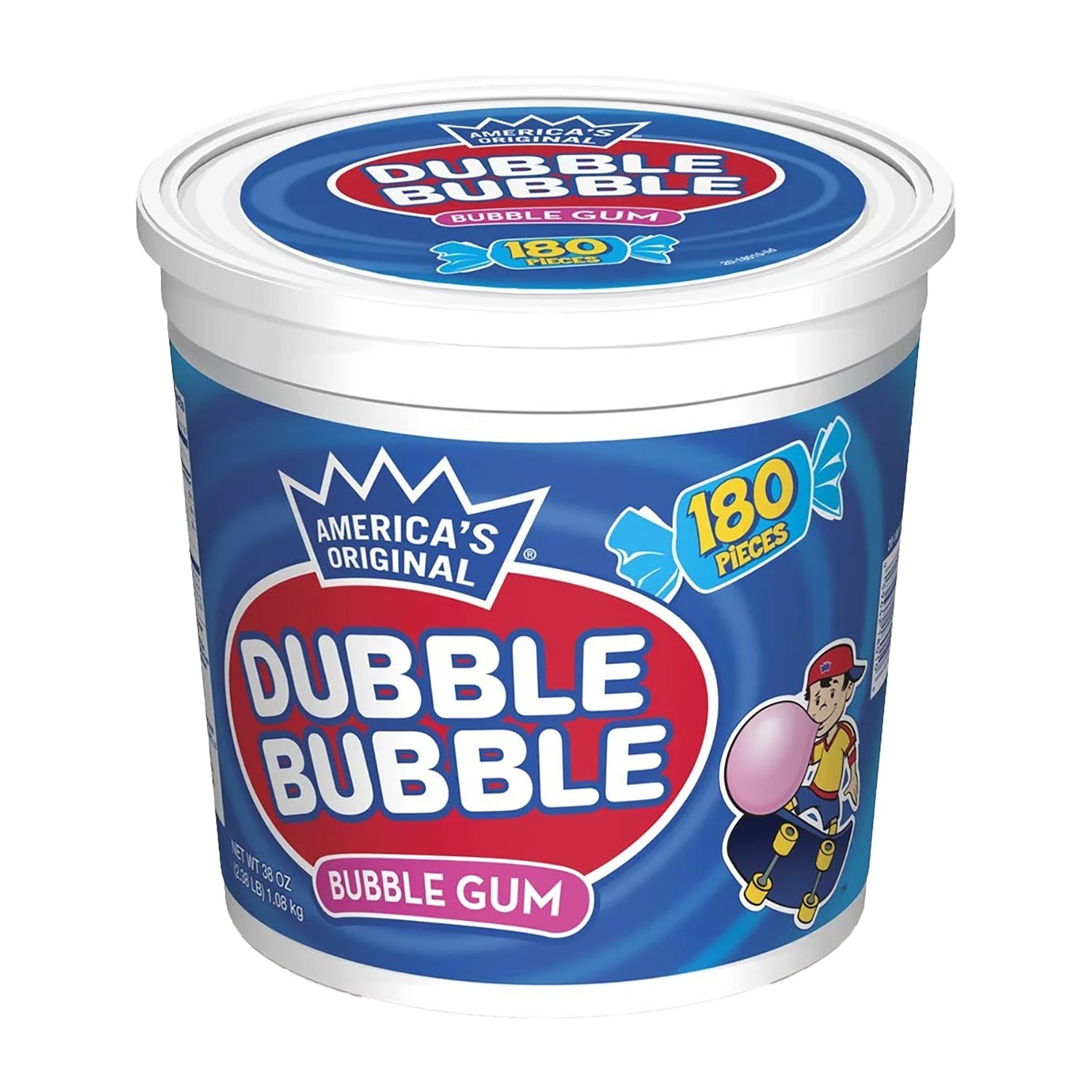 Dubble Bubble Original Bubble Gum - 180 Count Tub | Classic Bubble Gum for Kids, Parties, and Fun | Perfect for Birthday Favors, School Events, and Bubble Blowing Contests