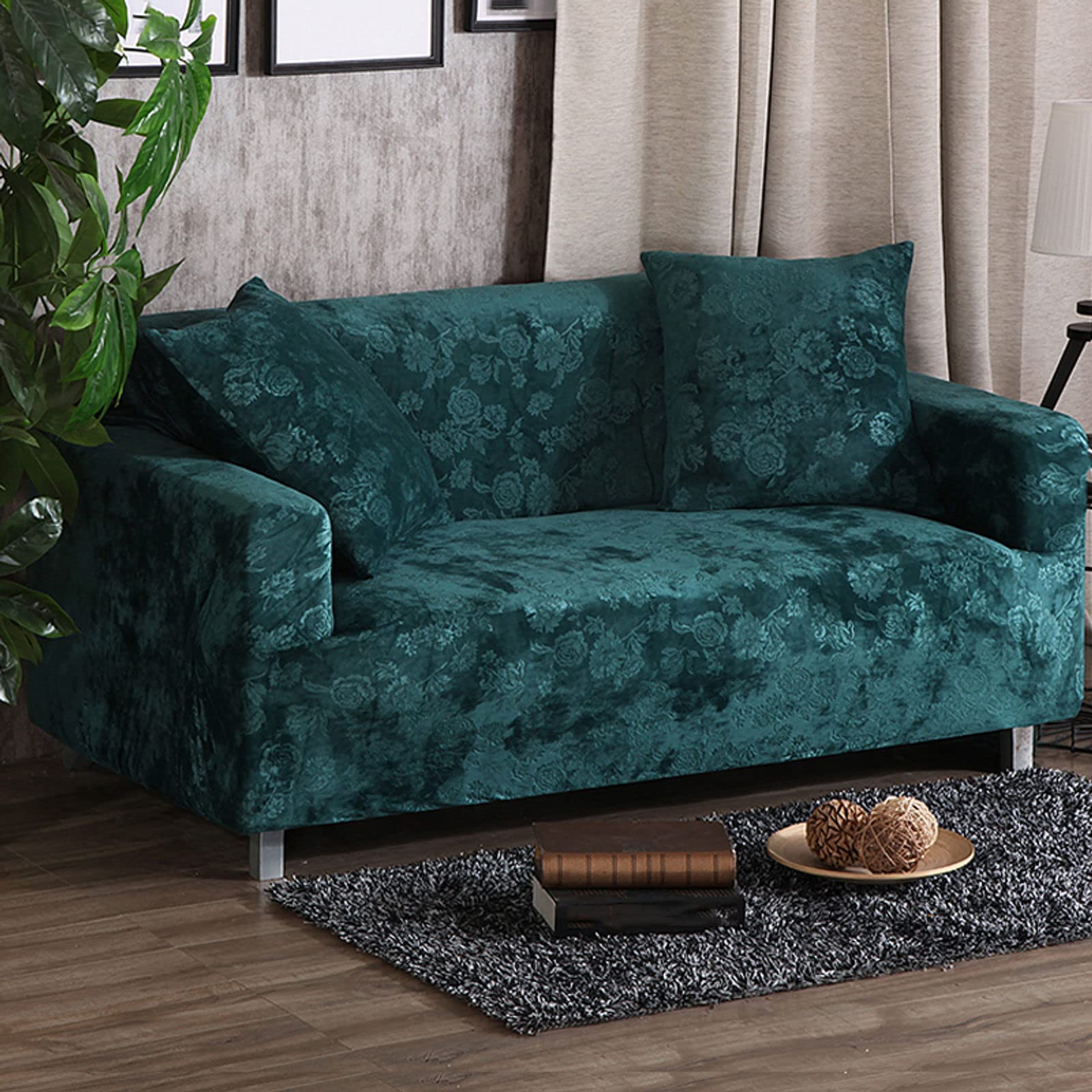 **Velvet Sofa Slipcover - Stretch Jacquard Couch Cover, Super Soft & Elastic Furniture Protector, Thick & Anti-Scratch for Pets & Kids, Solid Color - Perfect for Living Room, Bedroom, and Pet-Friendly Homes**