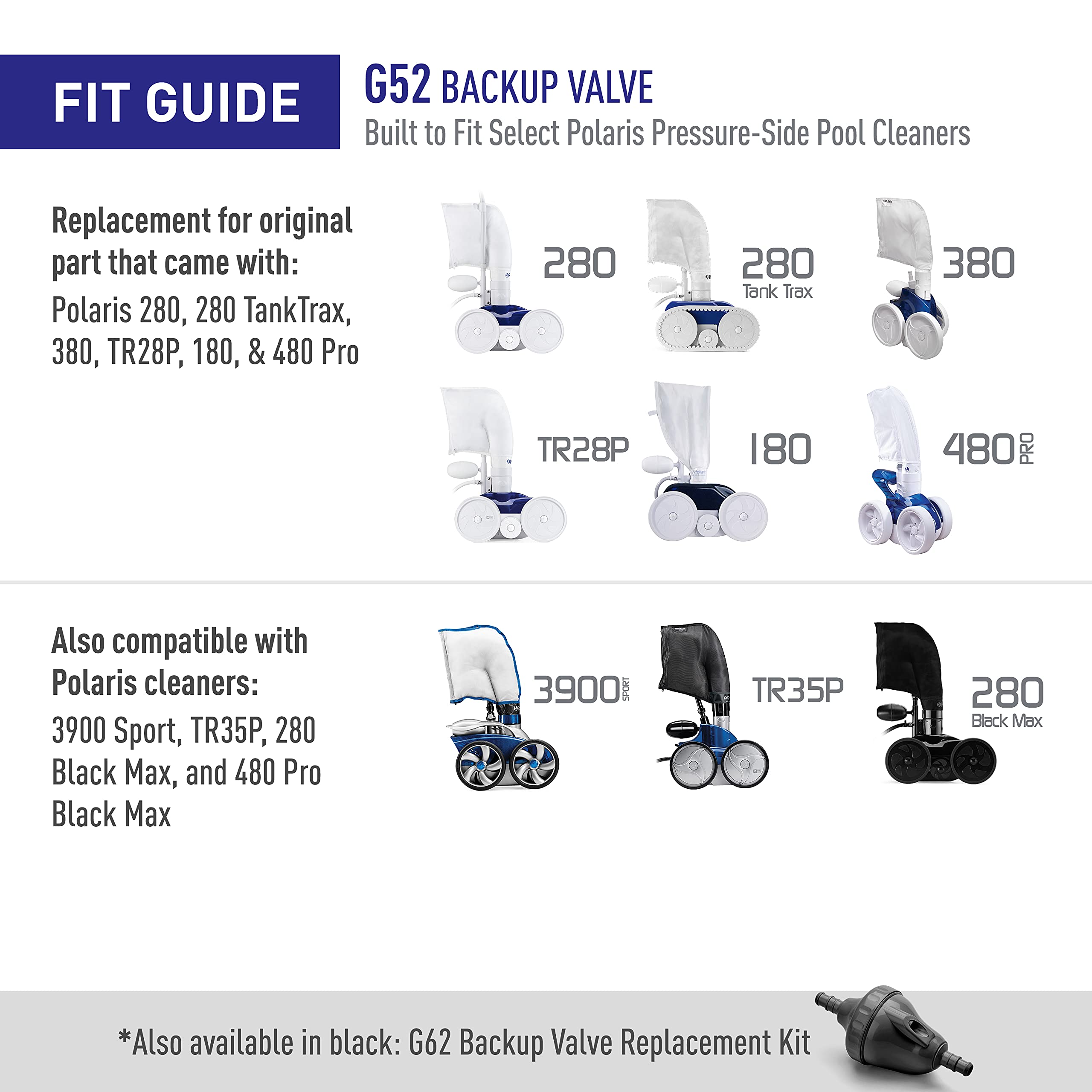 Polaris Back-Up Valve Kit Replacement Parts for Pool Cleaners | Compatible with Polaris 280, 380, 3900 | Durable Pool Maintenance Accessories for Efficient Cleaning | Perfect for In-Ground and Above-Ground Pools