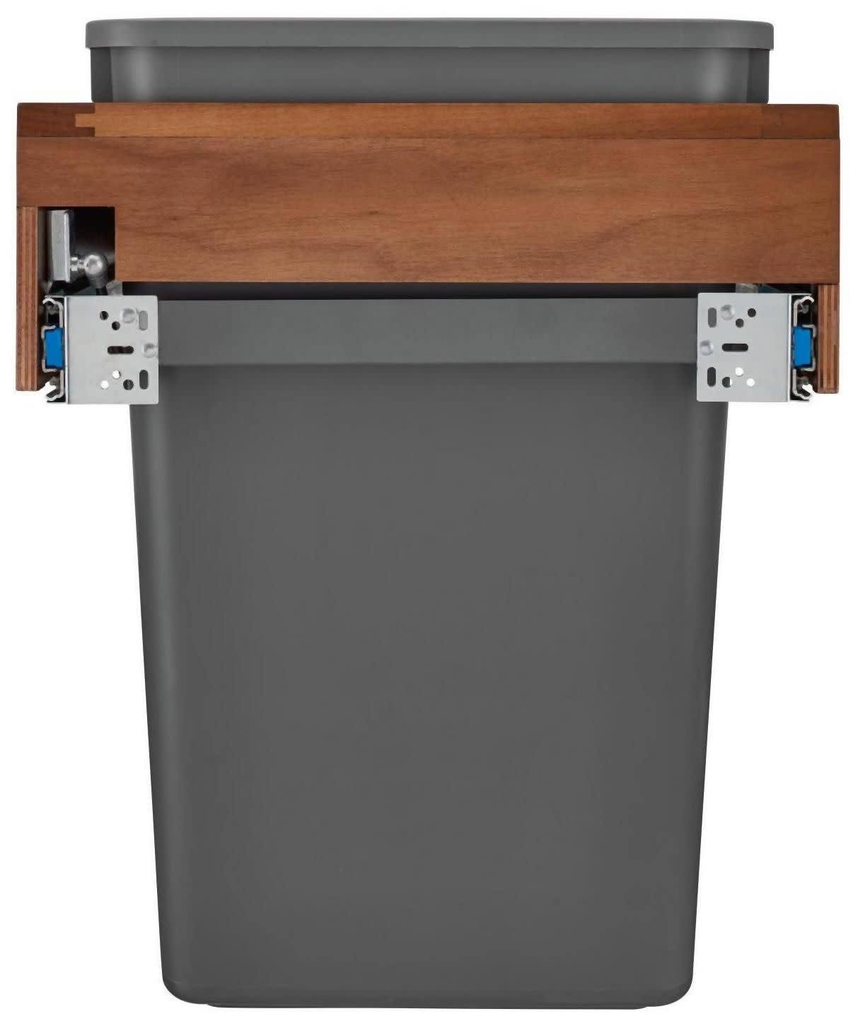 50 Quart Double Trash Pullout Organizer - Wooden Kitchen Waste Bin for Under Sink Cabinet Storage | Perfect for Home, Office & RV Use