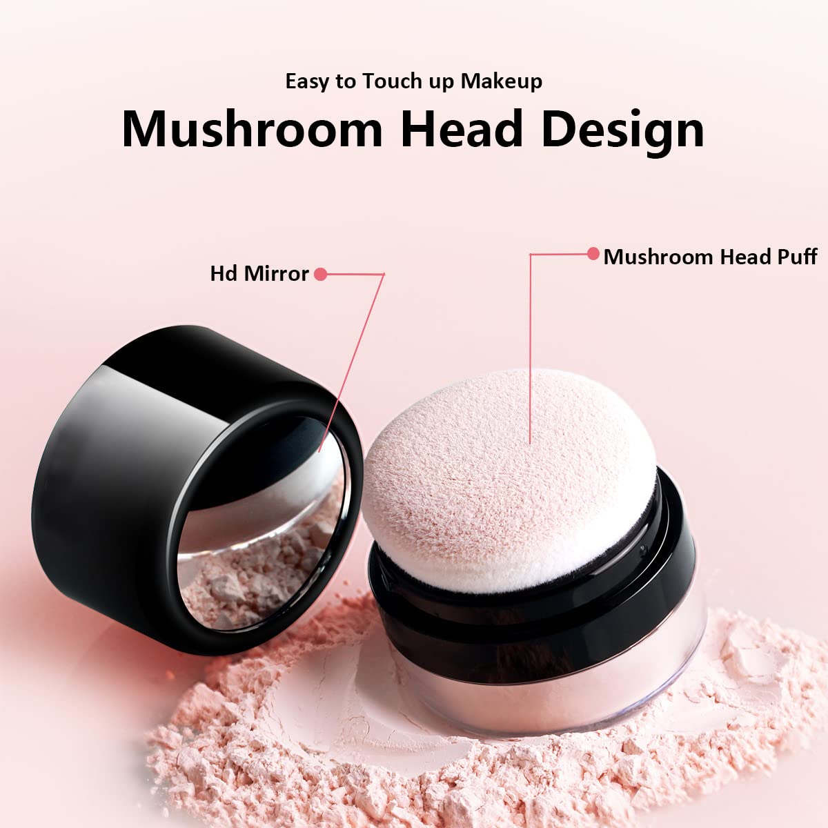 Refillable Travel Size Dry Shampoo Powder Bottle for Women - Reusable Empty Bottle with Powder Sponge Applicator & Mirror - Perfect for On-the-Go Hair Care, Gym, Travel & Quick Touch-Ups