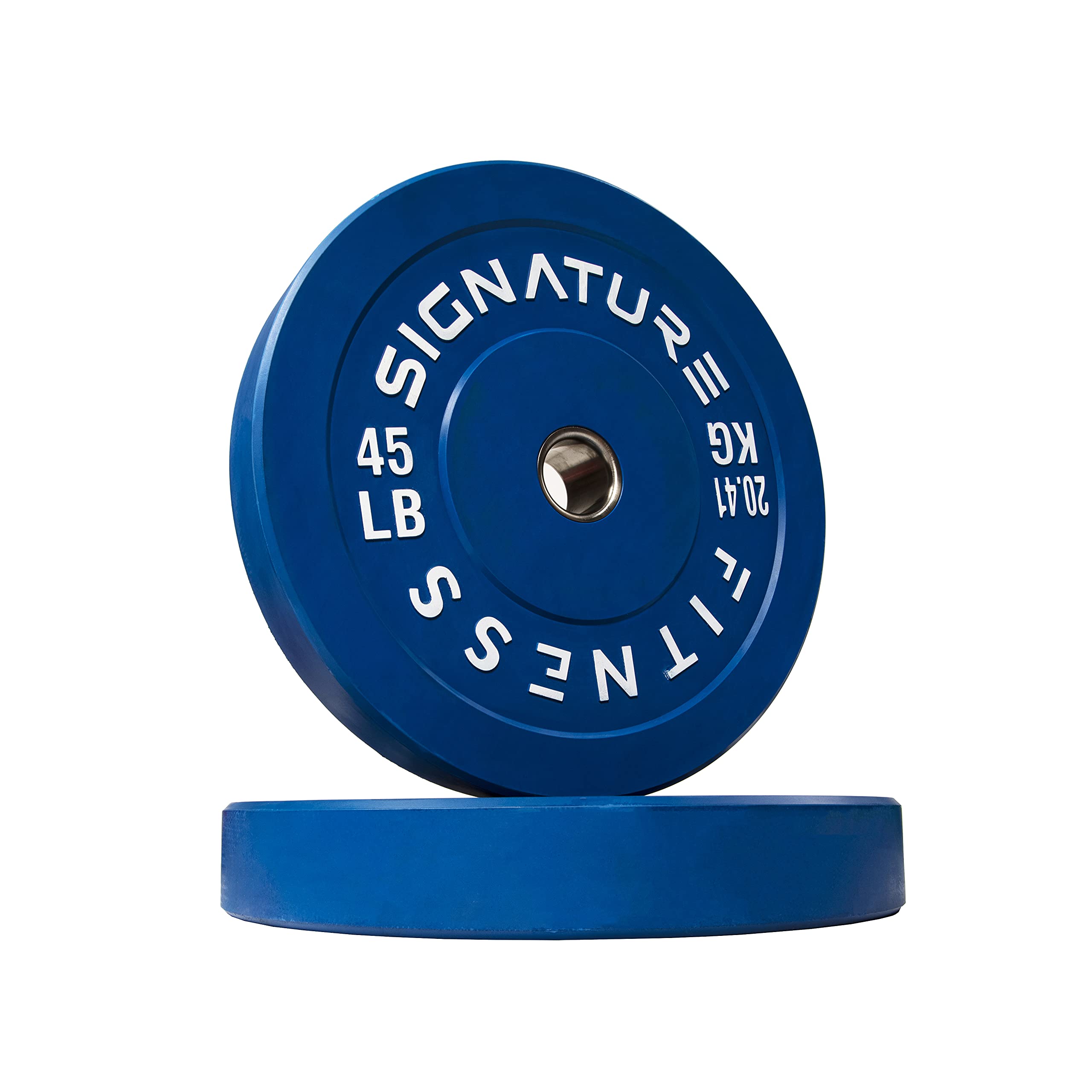 Signature Fitness 2 Inch Olympic Bumper Plates - 45LB Weight Plate with Steel Hub for CrossFit, Powerlifting & Home Gym - Durable Rubber Coated Bumper Plates for Weight Training & Strength Workouts