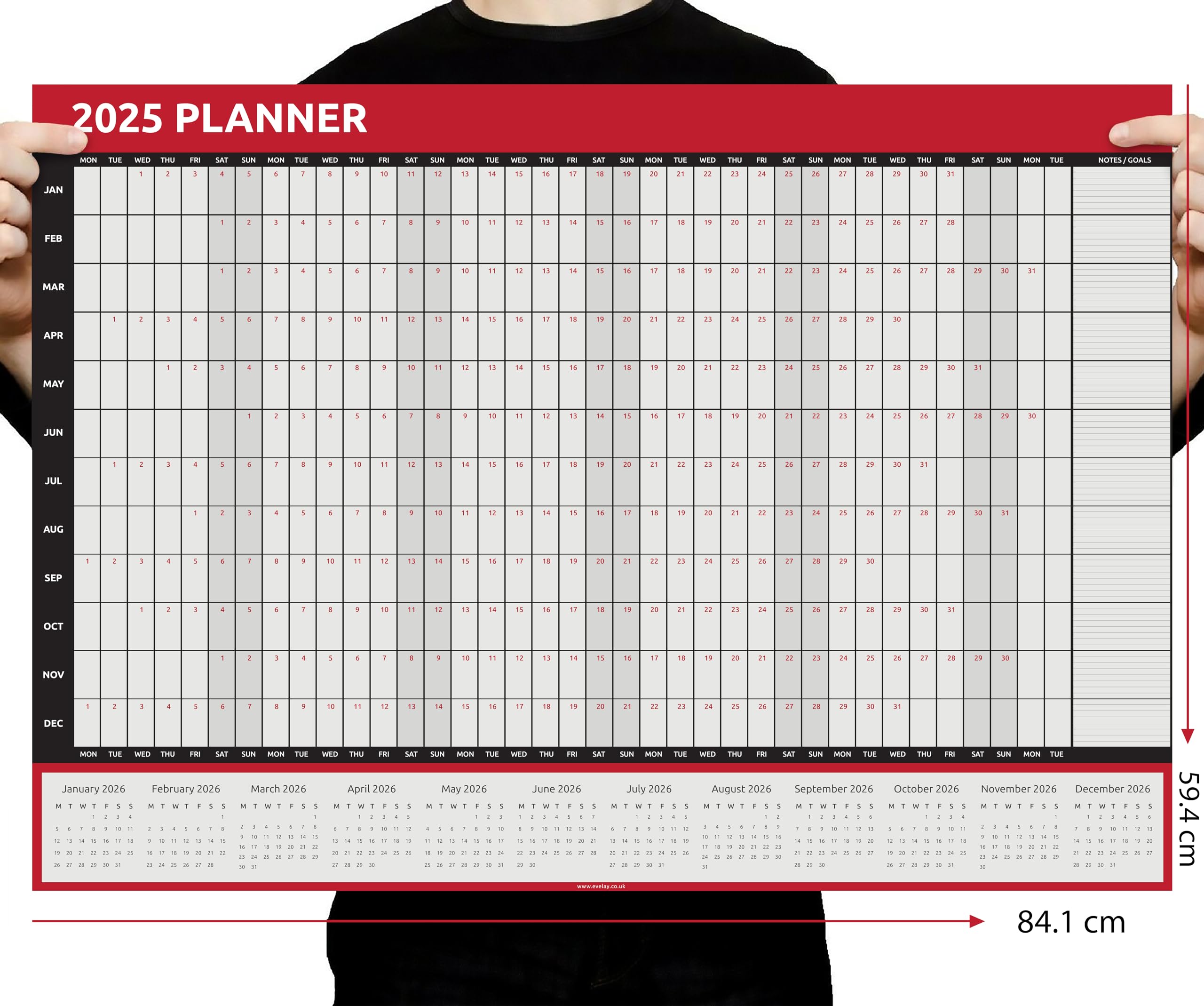 Evelay 2025 Wall Calendar Planner - A1 Size (33