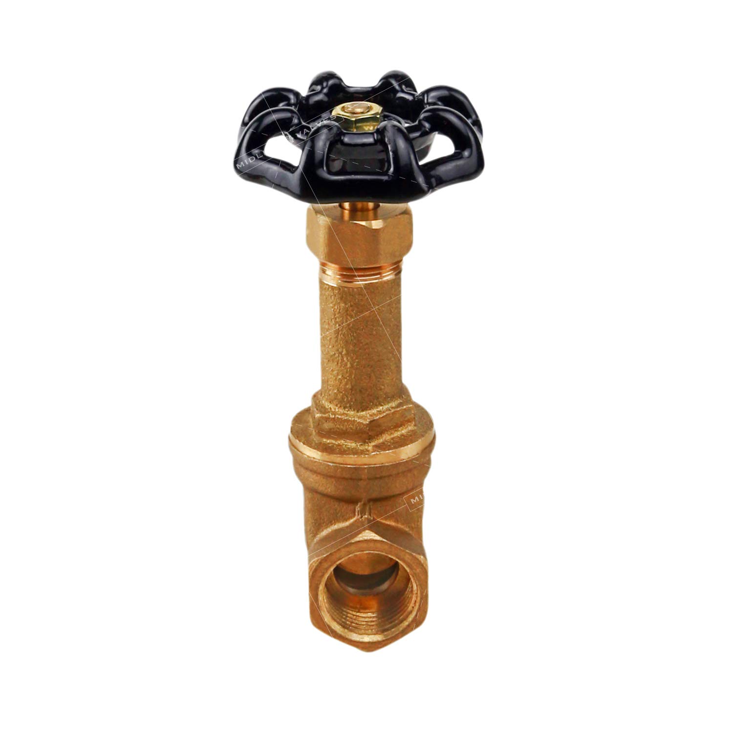 66564-5 Midline Valve 3/4 Inch FIP Long Bonnet Gate Valve - 5 Pack Cast Brass for Water & Gas Lines - Perfect for Plumbing, Irrigation & Industrial Applications