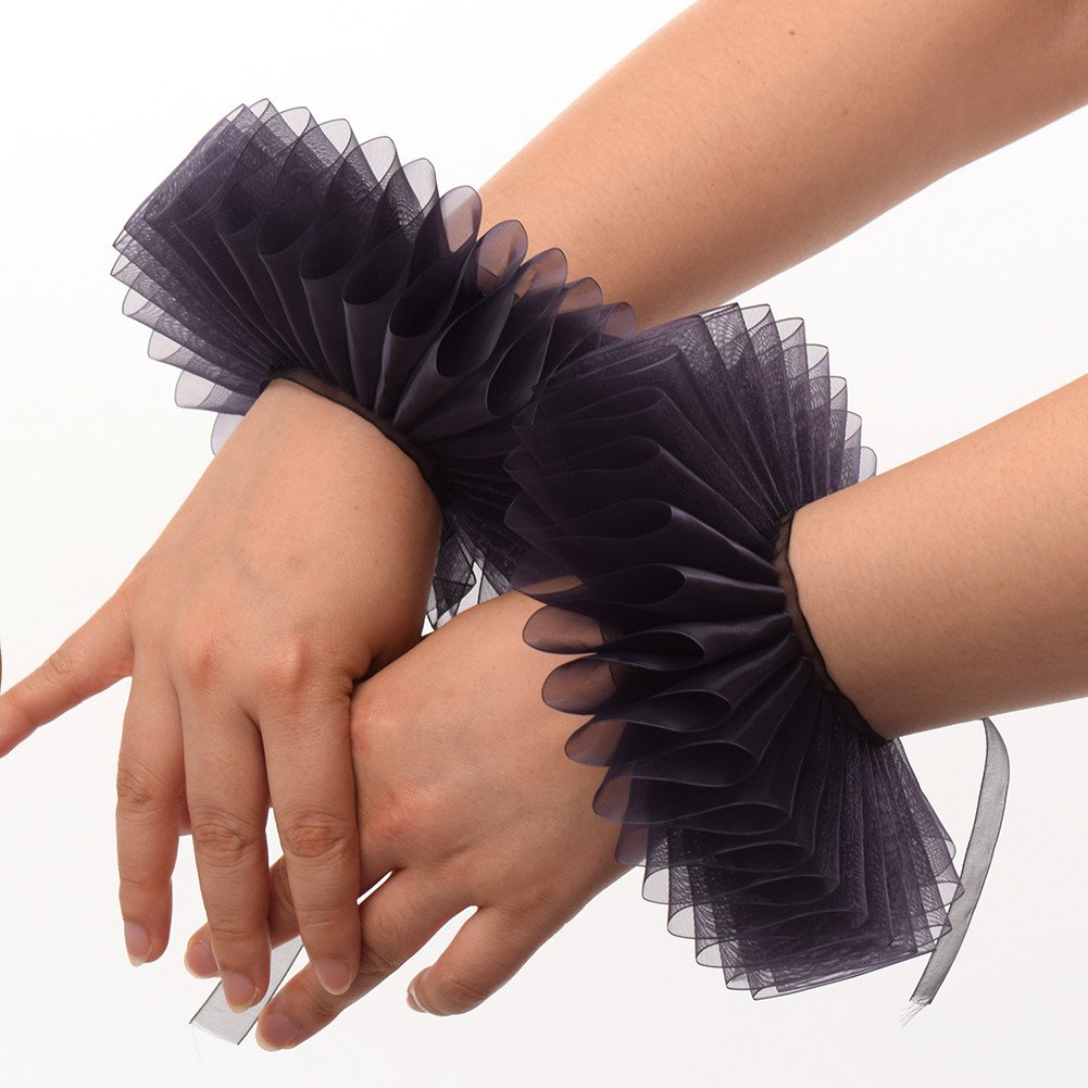 GraceArt Elizabethan Wrist Ruffles - Elegant Lace Hand Cuffs for Renaissance Faire, Cosplay & Historical Reenactment (2-Piece Set) - Perfect for Shakespearean Plays, Victorian Costumes & Theatrical Performances