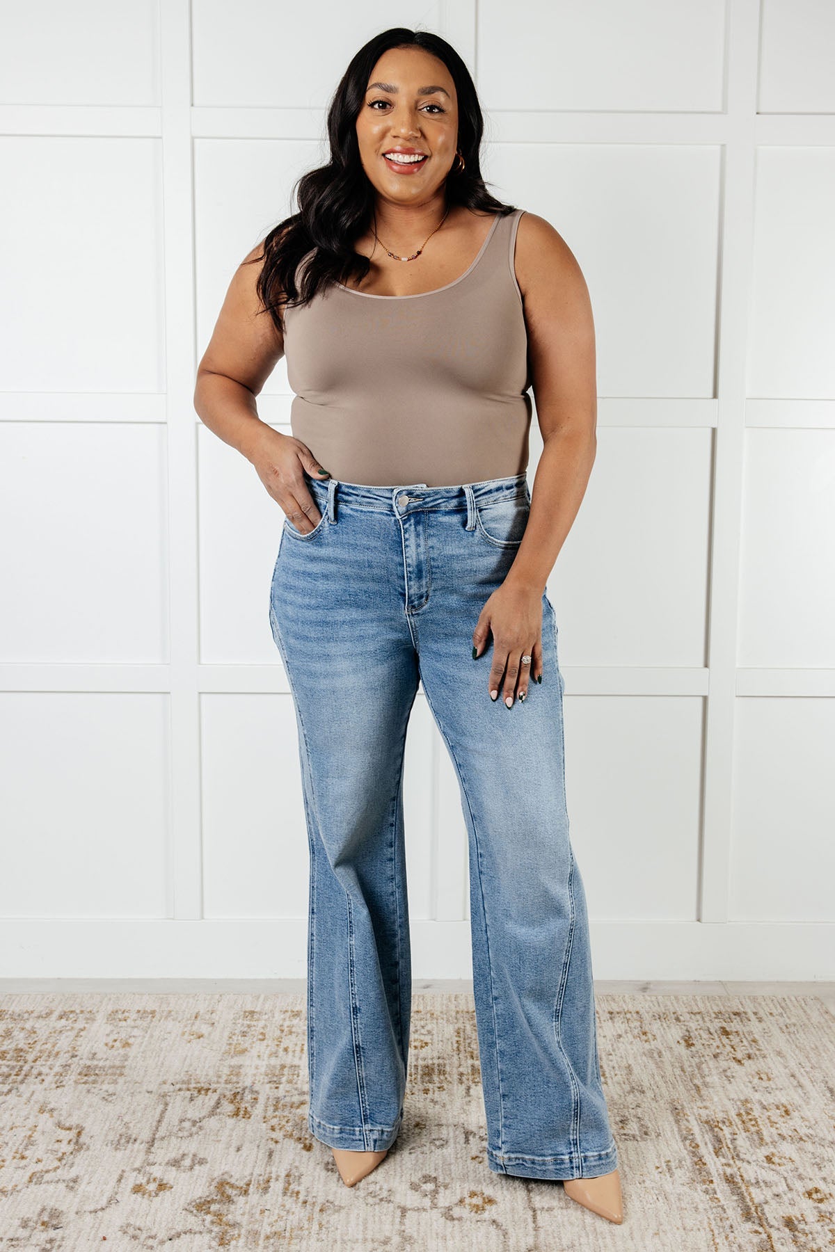 Melia High Rise Wide Leg Jeans with Side Seam Detail - Women's Fashion Denim Pants for Casual Wear & Street Style