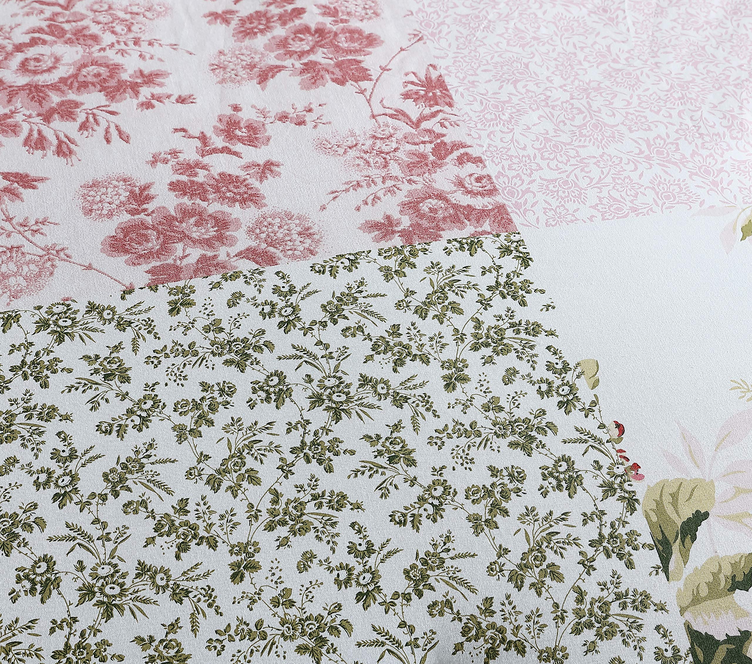 Laura Ashley Home - Reversible Twin Comforter Set with Matching Sham, Euro Sham & Throw Pillows | 100% Cotton Bedding | Ailyn Pink | Perfect for Kids' Rooms, Guest Bedrooms & Dorm Decor