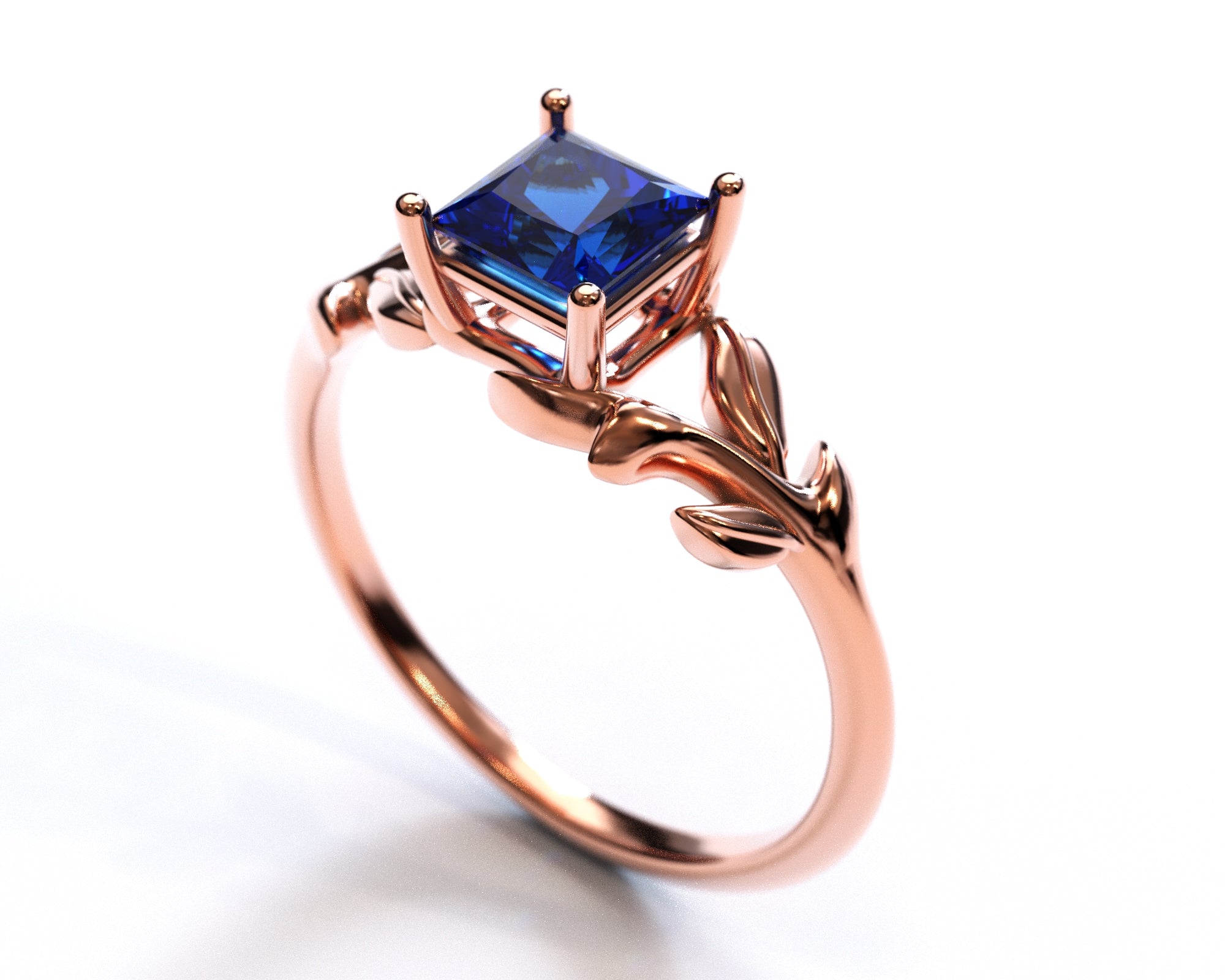 Exquisite Princess Cut Blue Sapphire Engagement Ring for Women – Perfect for Proposals, Anniversaries & Romantic Occasions