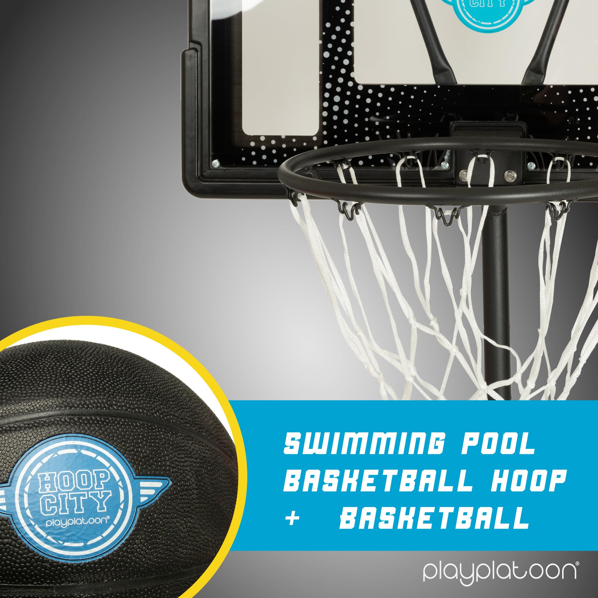 Adjustable Height 3-4ft Play Platoon Swimming Pool Basketball Hoop - Above Ground & Inground Pool Games with PU Leather Ball & Air Pump - Perfect for Family Fun, Backyard Parties, and Summer Poolside Activities