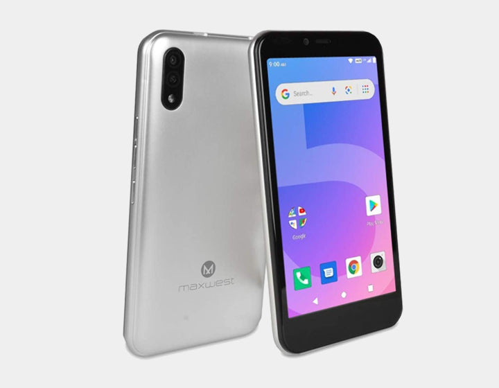 Maxwest Nitro 5P Unlocked Smartphone - 4G LTE Dual SIM, 8GB ROM, 1GB RAM, Silver - Perfect for Travel, Business & Everyday Use