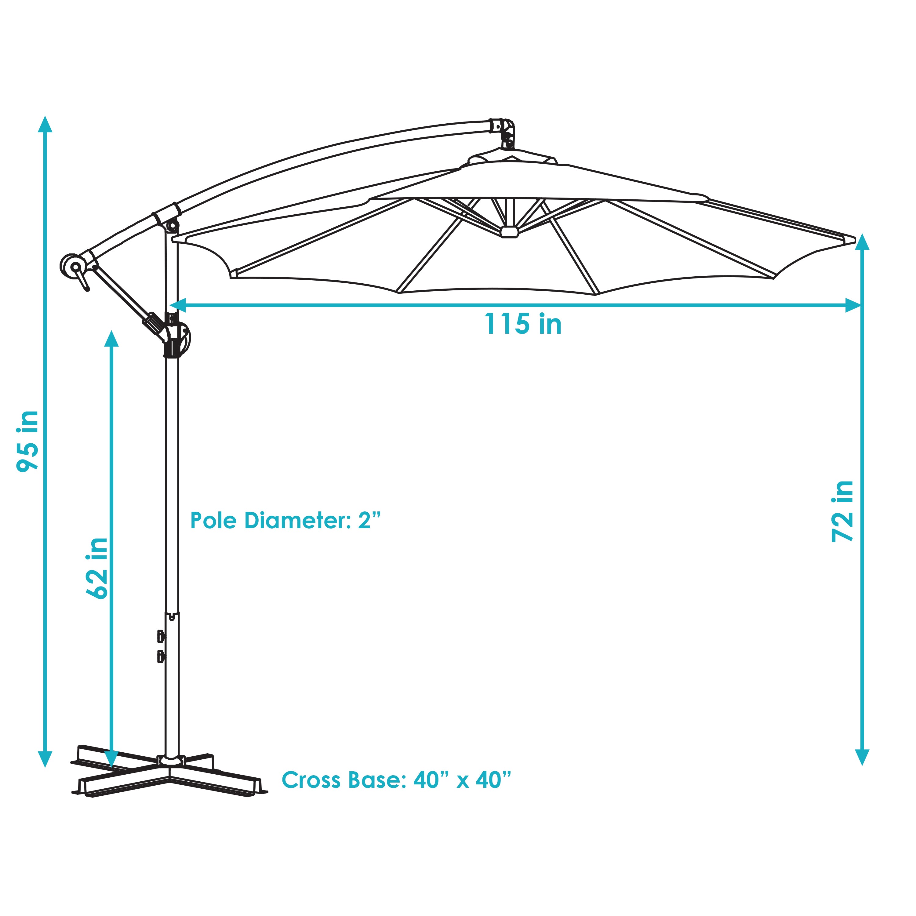 Sunnydaze 10-Foot Offset Patio Umbrella with Solar-Powered LED Lights - Perfect for Outdoor Dining, Poolside Lounging, and Backyard Relaxation