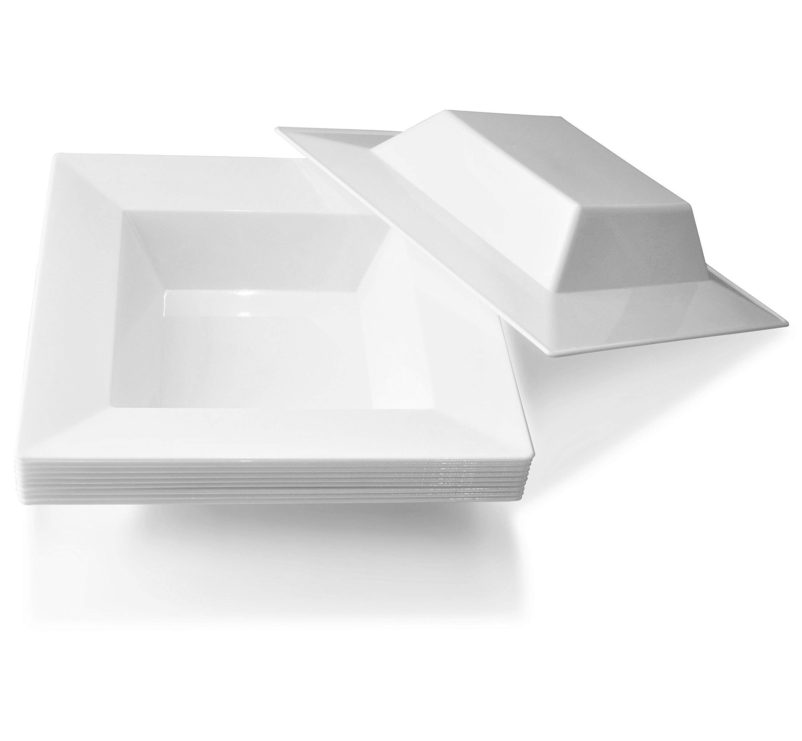 60-Piece Heavyweight Disposable Plastic Bowls - 5oz Square White Dessert Bowls for Ice Cream, Wedding, Party & Special Occasions | Durable & Elegant Tableware for Catering, Events & Home Entertaining