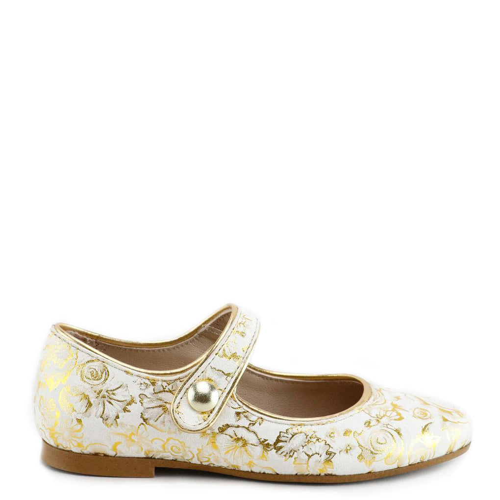 Elegant Gold Floral Pointed Mary Jane Shoes for Women - Vintage Style Bridal Wedding Party Dress Pumps - Perfect for Weddings, Parties & Special Occasions