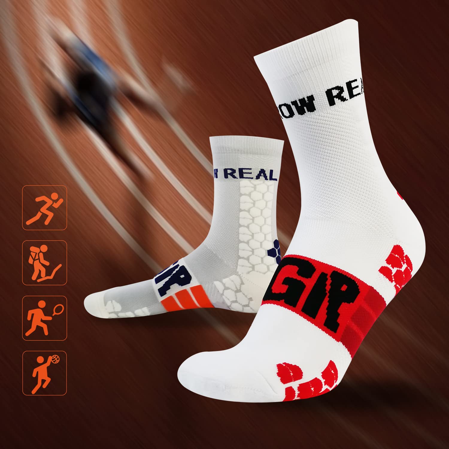 YACCA Men's Compression Running Crew Socks - Cushioned Athletic Sports Socks for Jogging, Gym & Marathon - Moisture Wicking & Arch Support Performance Socks for Workout & Daily Wear