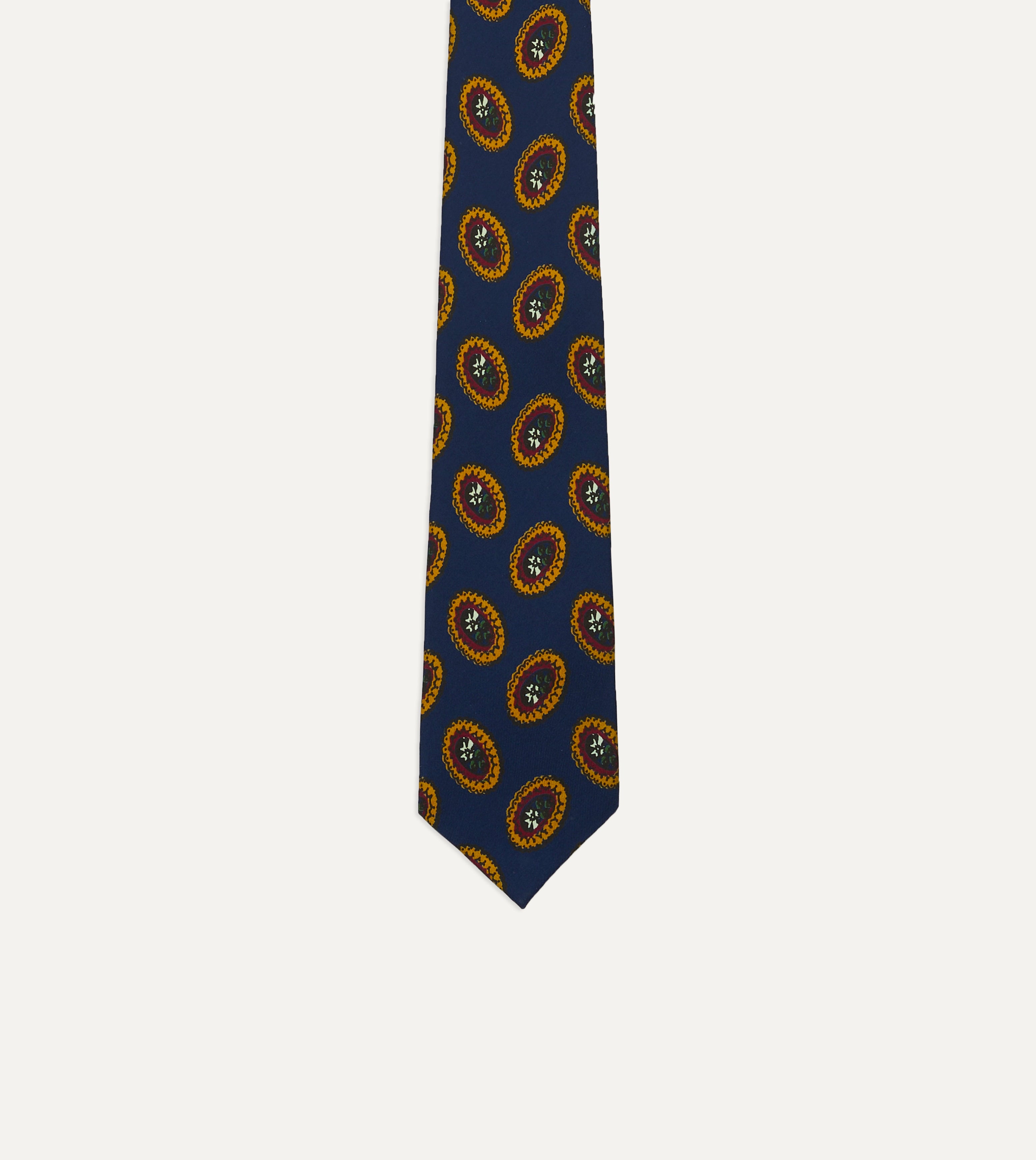 Royal Blue Silk Necktie with Oval Medallion Print - Elegant Self-Tipped Design for Business, Weddings & Formal Occasions