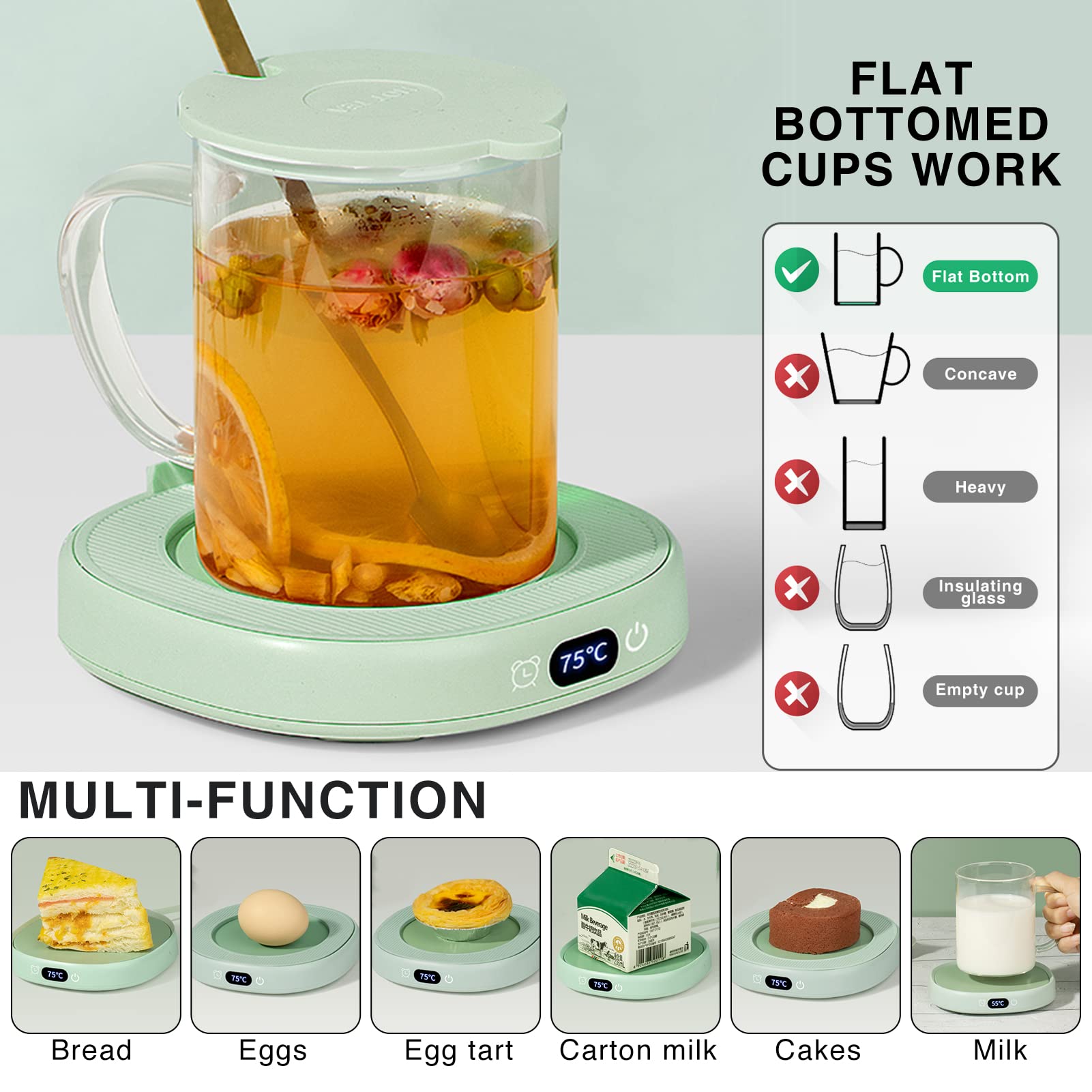 Coffee Mug Warmer for Desk - 3 Temperature Settings & Auto Shut Off - Cute Electric Cup Warmer for Coffee, Tea & Hot Drinks - Perfect for Office, Home & Dorm Use