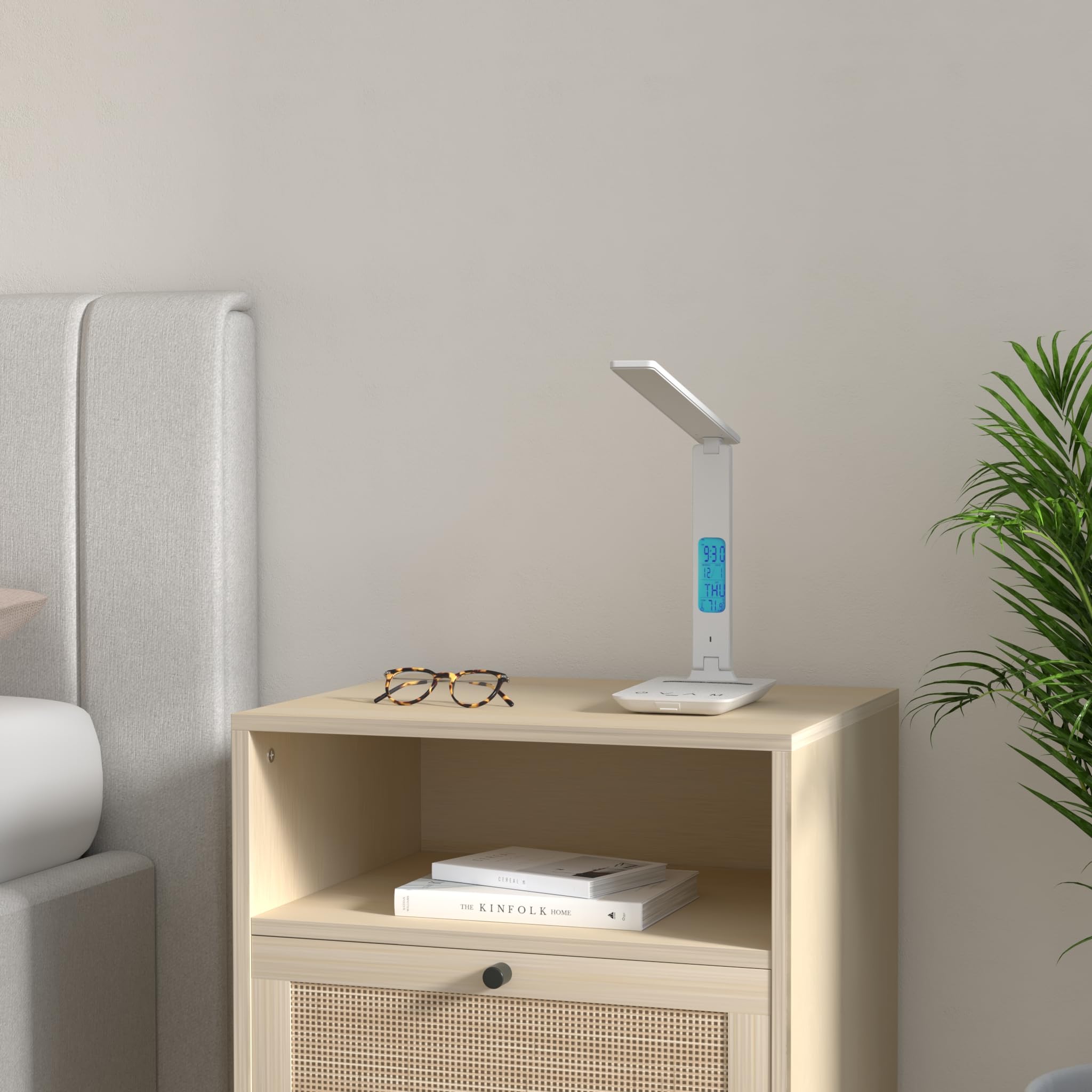LAOPAO Wireless Charging Desk Lamp with USB Port & Digital Clock - Adjustable LED Table Lamp for Home Office, Study, College Dorm Room - Perfect for Night Reading, Working & Phone Charging