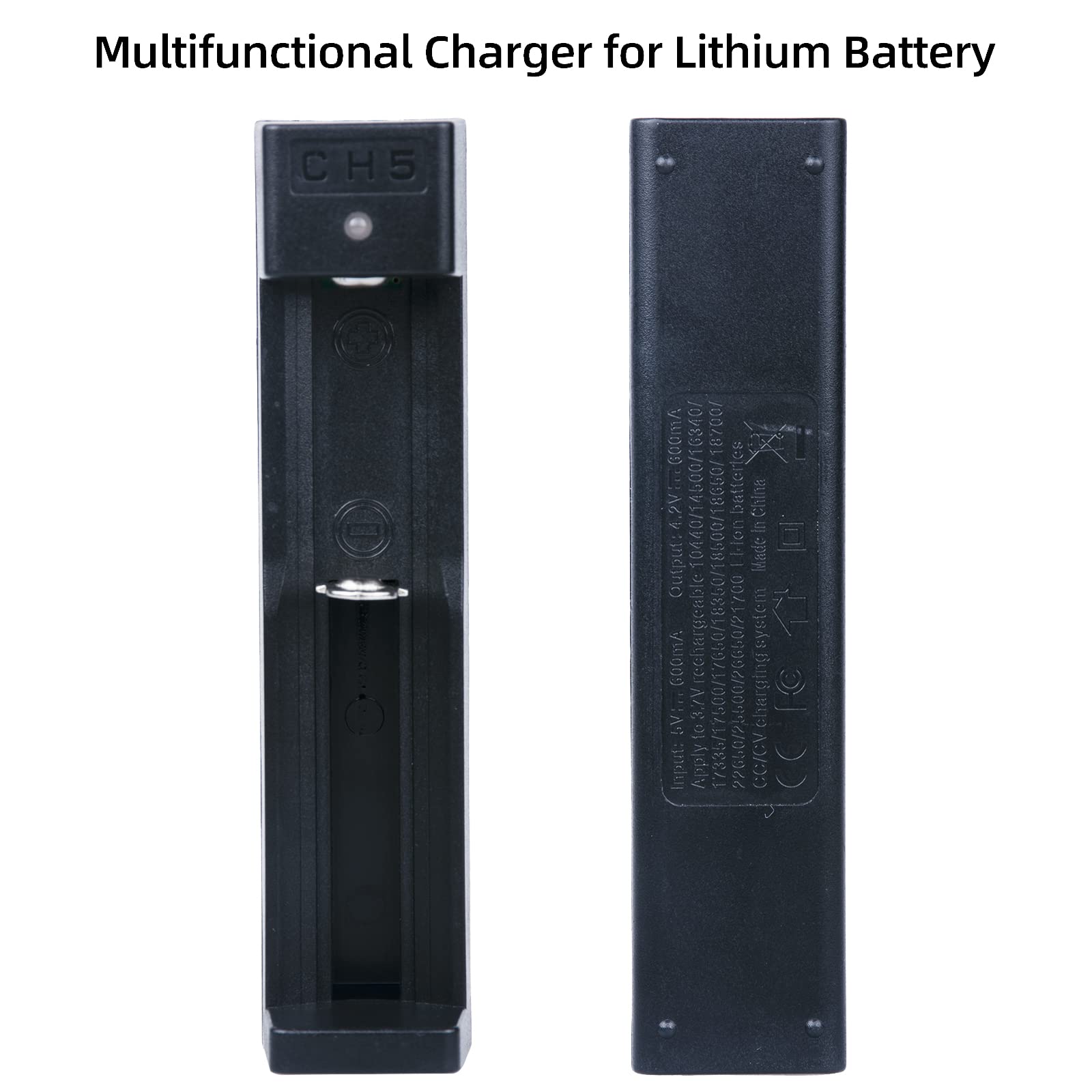 18650 Battery Charger - Universal USB Single Slot Li-ion Charger for 18650, 20700, 10440, 14500, 18500, 16340, 17500 Rechargeable Batteries (Battery Not Included) - Perfect for Flashlights, Vape Mods, and Electronic Devices