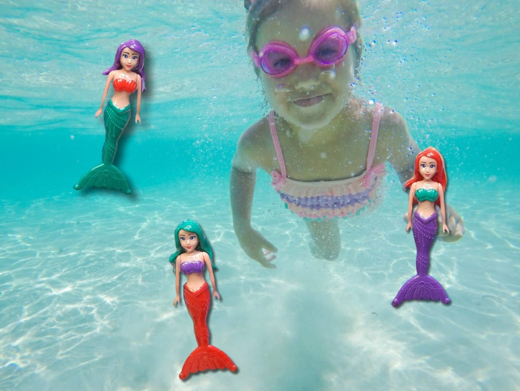 3 Pack of Mermaid Swim Toys for Kids - Waterproof Pool & Beach Fun, Perfect for Underwater Games, Swimming Lessons, and Summer Playtime