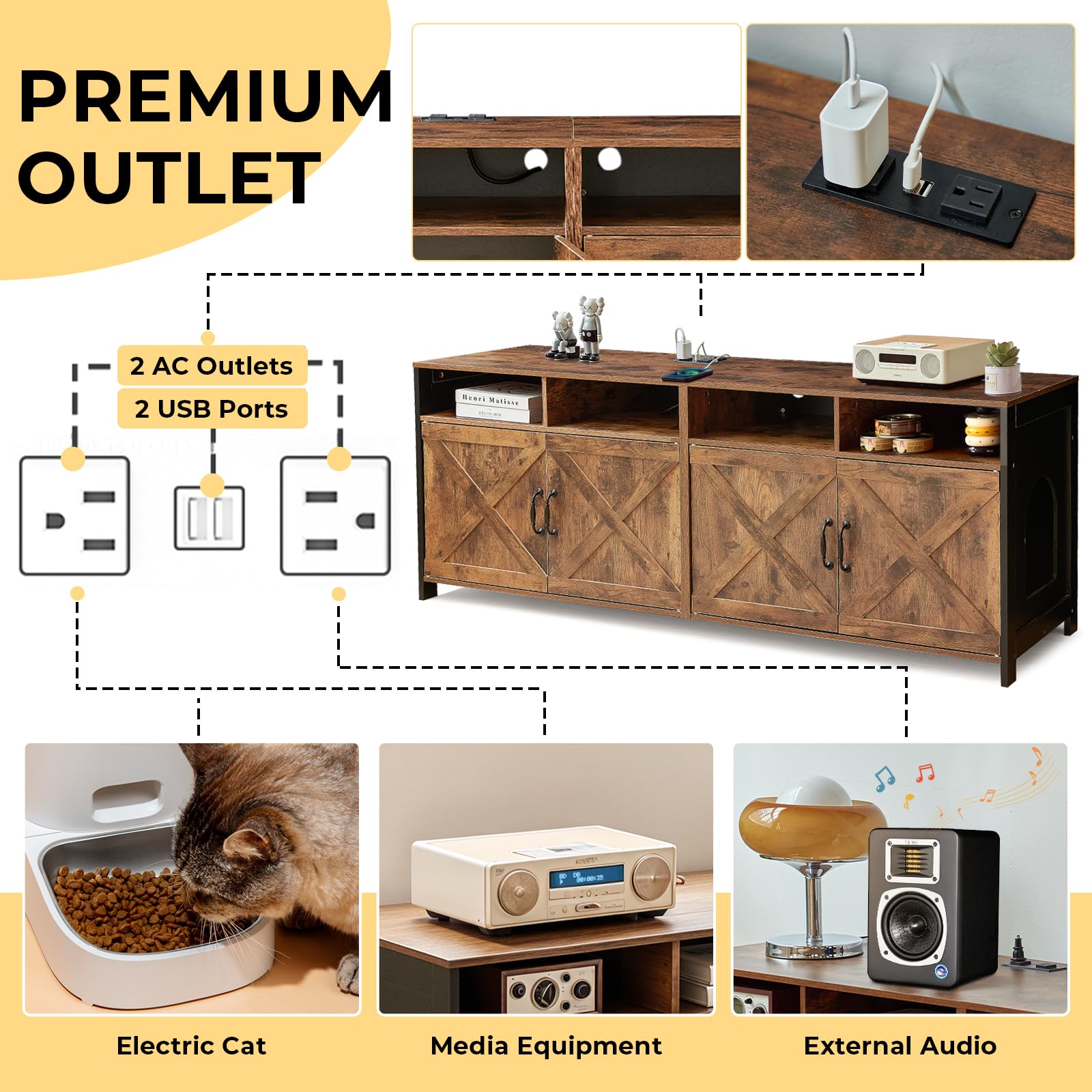 Double Cat Litter Box Enclosure for 2 Cats - 63
