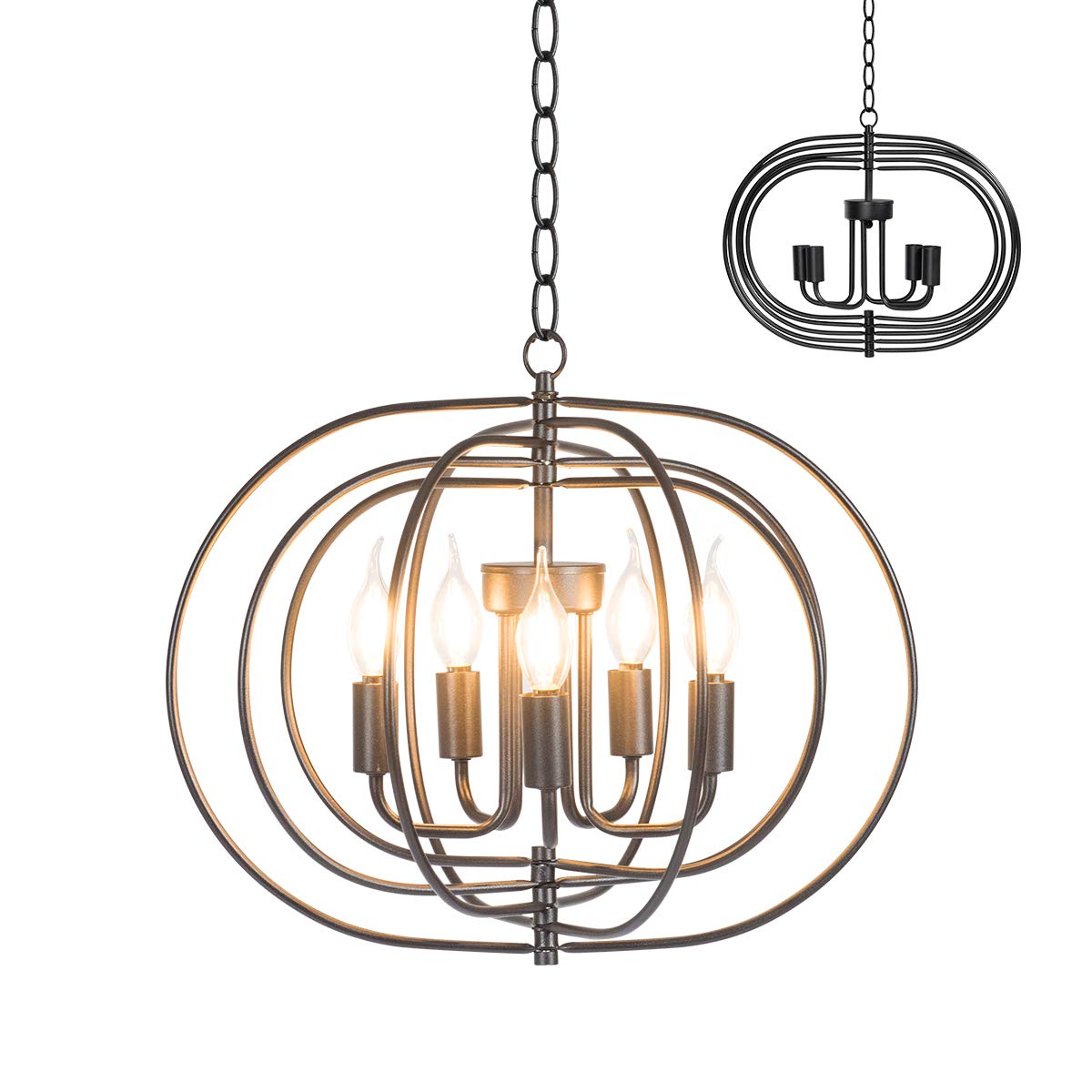 Tangkula 5-Light Folding Rotatable Chandelier - 39.5
