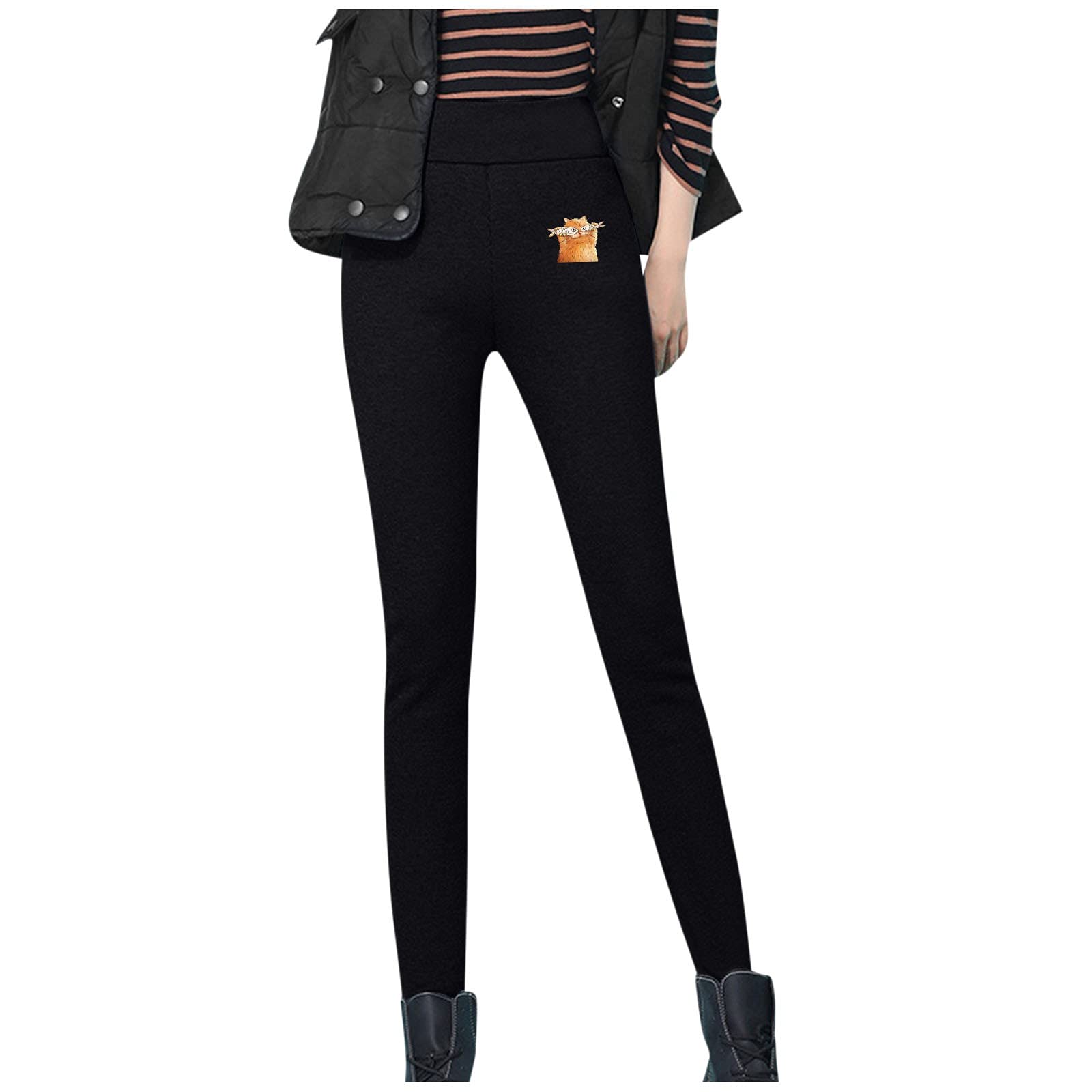 Women's High Waisted Thermal Leggings - Soft Cotton Velvet Blend for Workout & Winter Warmth - Perfect for Yoga, Running & Cold Weather