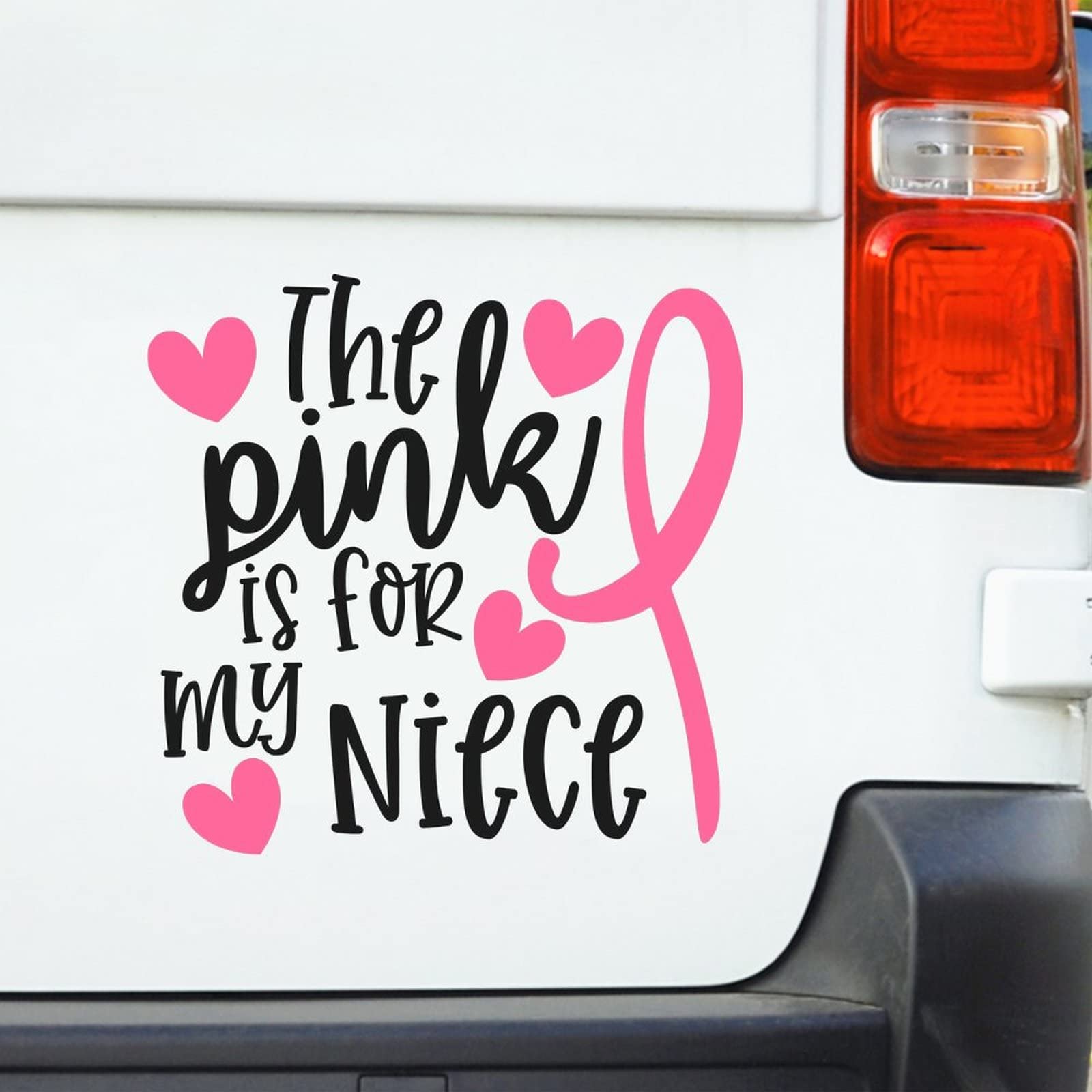 Pink Cancer Awareness Vinyl Decal - Car, Laptop, Truck, Window, Wall Sticker - Warrior Gift for Niece, Breast Cancer Ribbon Decor for Vehicles & Personal Items