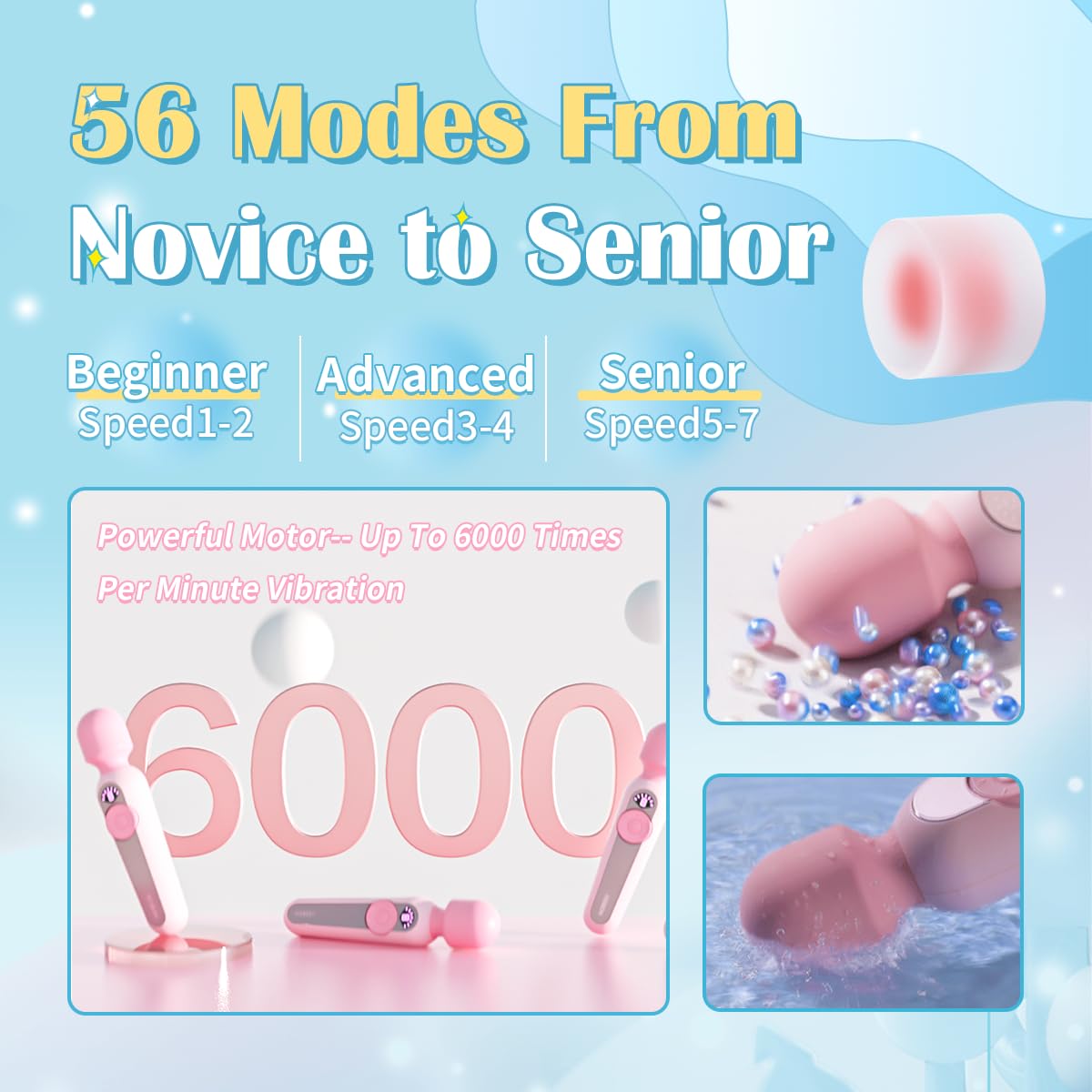 **56-Speed Pink Whale Magic Wand Vibrator for Women - Waterproof Clitoral Stimulator with LCD Display & 56 Pleasure Modes - Adult Sex Toy for Couples, Solo Play & Relaxation**