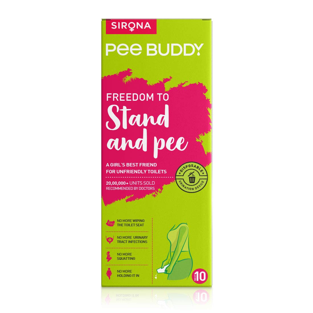 PEE BUDDY 10 Pack Disposable Female Urination Device for Women - Portable & Leak-Proof Stand to Pee Funnel | Perfect for Travel, Camping, Hiking, Public Toilets & Outdoor Activities | Compact Design for On-the-Go Convenience