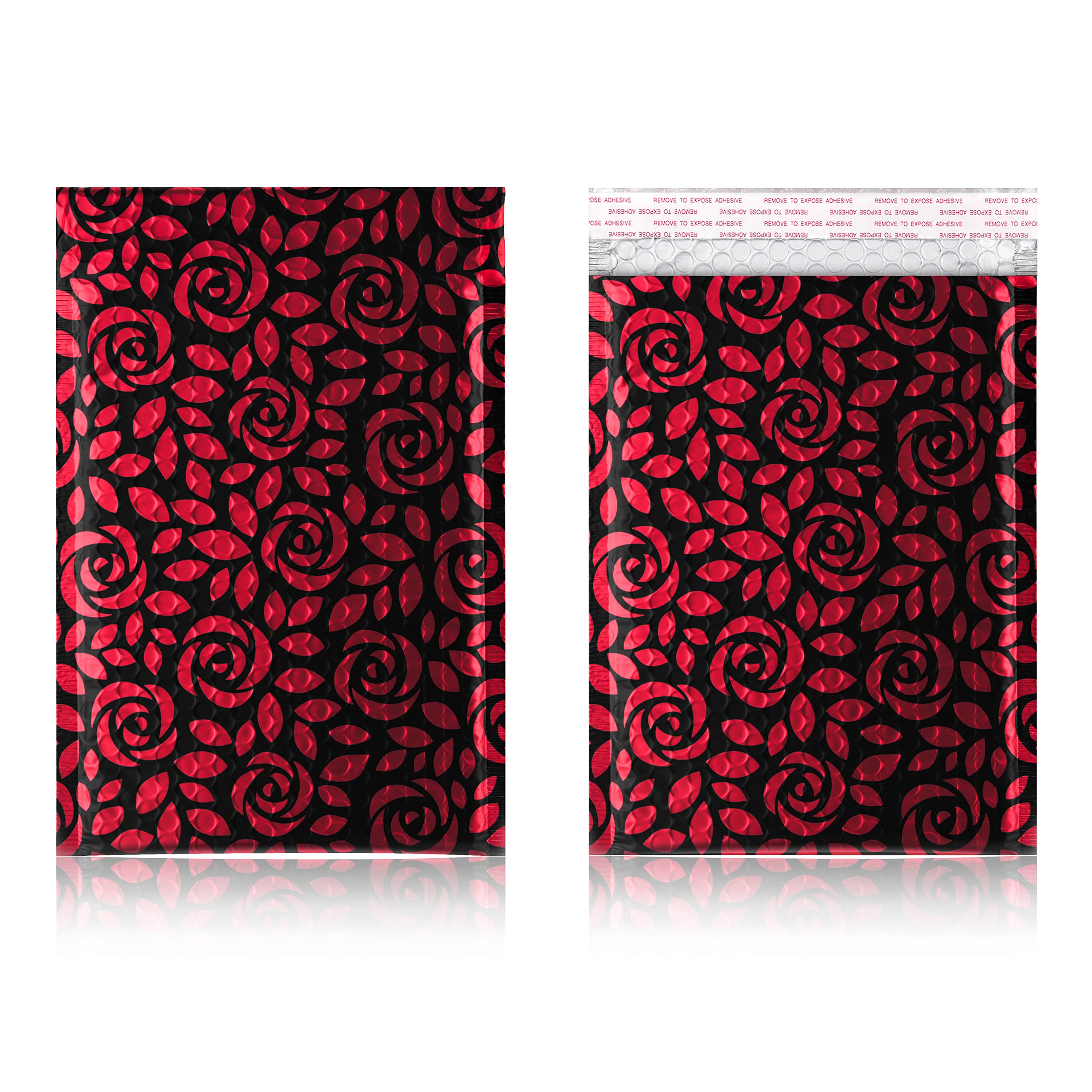 TONESPAC 25 Pack Poly Bubble Mailers - Waterproof Self Seal Padded Envelopes for Shipping Cosmetics, Jewelry, Gifts (Red Rose) | Perfect for Mothers Day, Valentines Presents, Birthday Gifts & Retailer Packaging