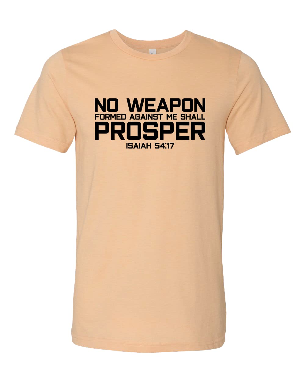 Bible Verse T-Shirt - No Weapon Formed Against Me Shall Prosper - Christian Scripture Apparel for Church, Worship & Daily Inspiration