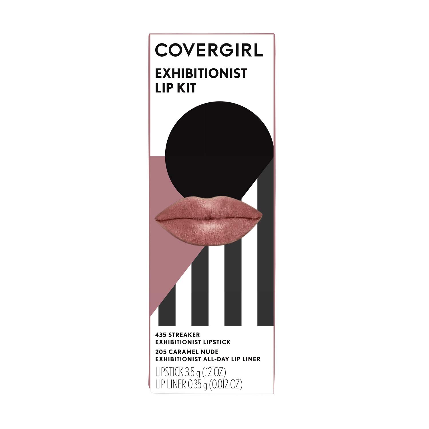 COVERGIRL Exhibitionist Lip Kit - Caramel Nude (2 Count) | Long-Lasting Liquid Lipstick & Lip Liner Set | Perfect for Everyday Wear & Special Occasions